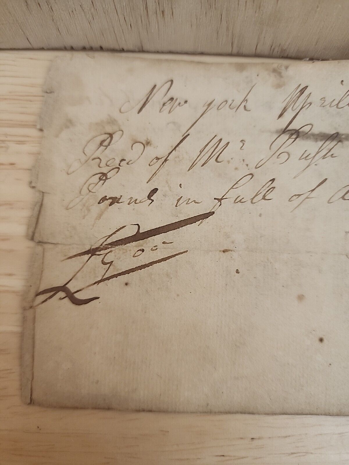 Antique Document From The 1700's New York 1735 Ink On Paper Ephemera Both Sides