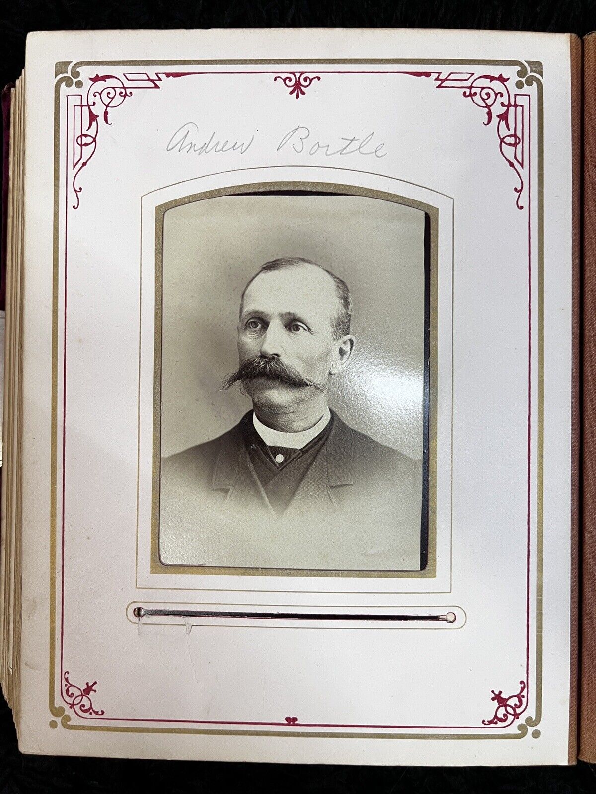 45 Family Photos with First/Last Name Late 1800s in a Red Velvet 'Souvenir' Book
