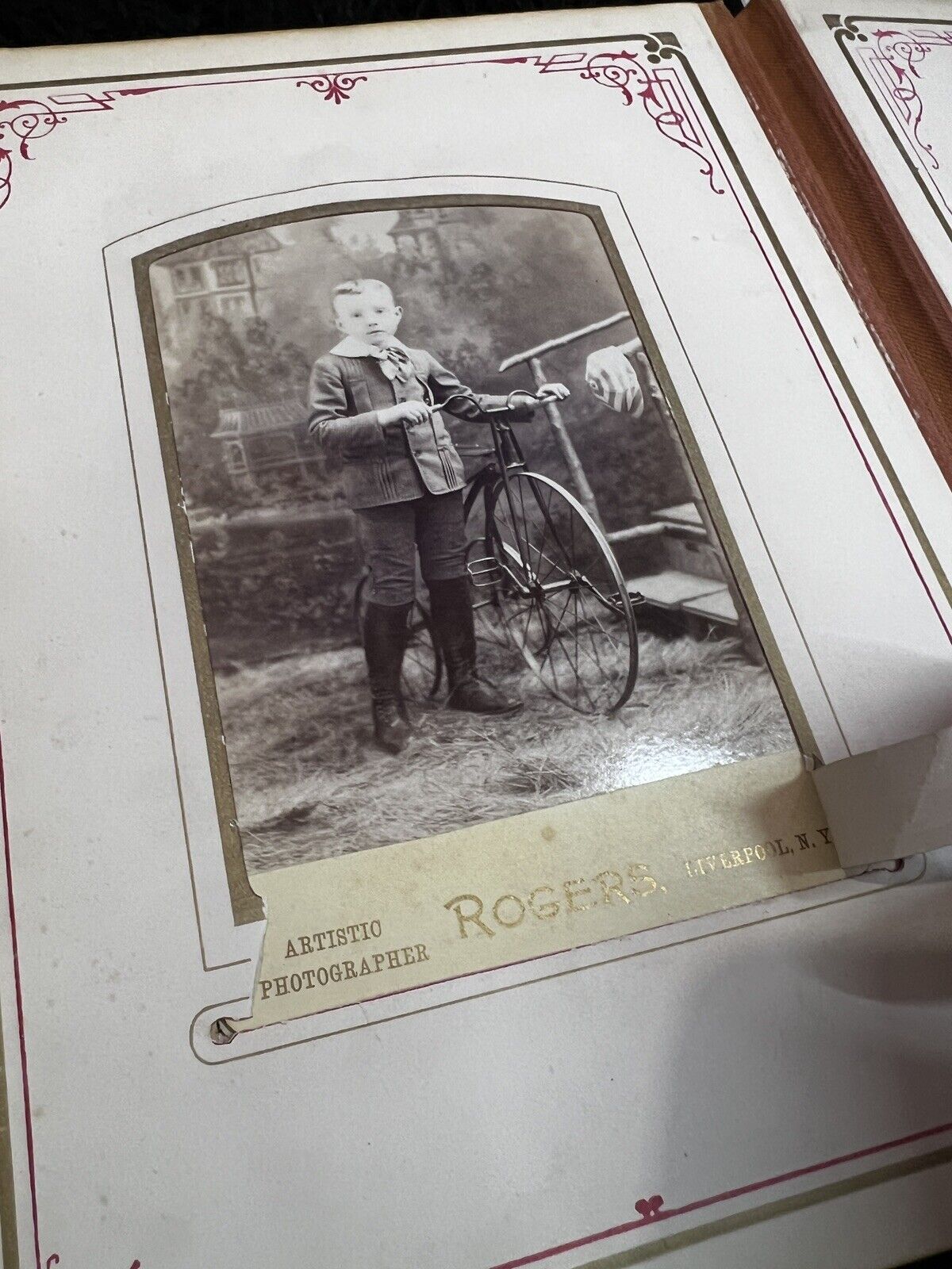 45 Family Photos with First/Last Name Late 1800s in a Red Velvet 'Souvenir' Book
