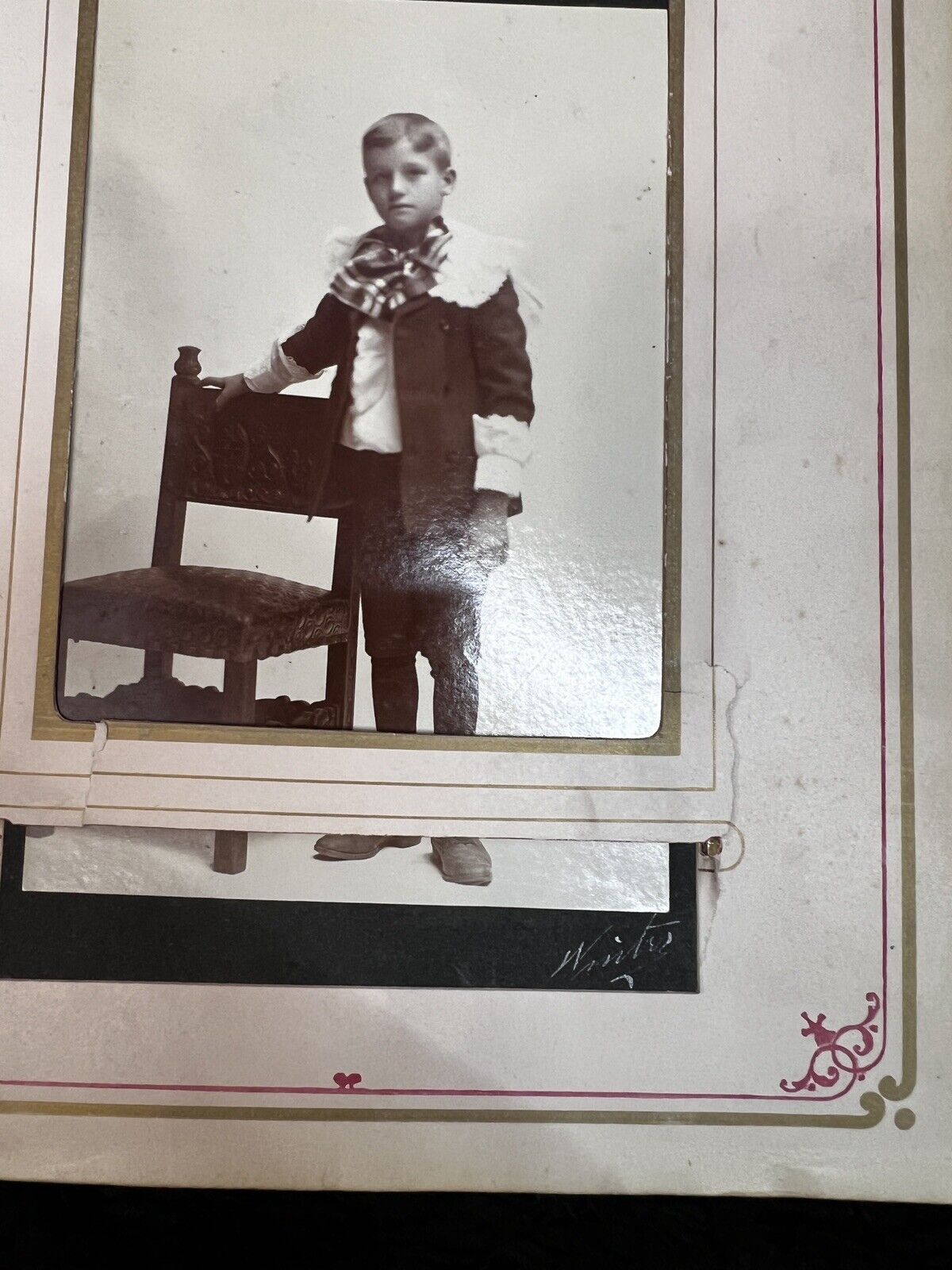 45 Family Photos with First/Last Name Late 1800s in a Red Velvet 'Souvenir' Book