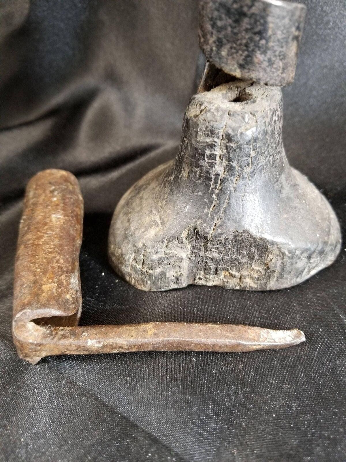 18th Century Spiraled Iron Candlestick and a 1700's Iron Wall Candle Spike