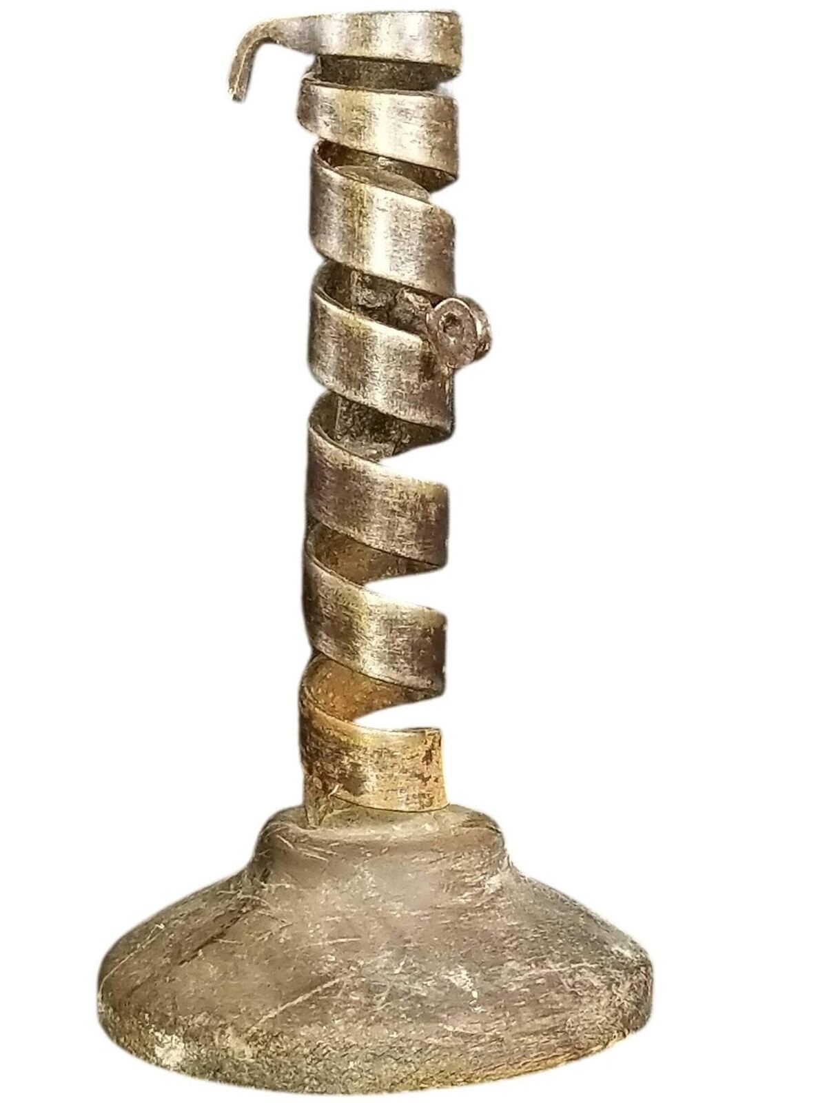 18th Century Spiraled Iron Candlestick with Impressed Makers Mark