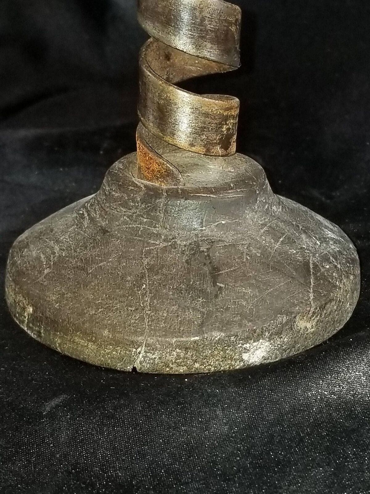 18th Century Spiraled Iron Candlestick with Impressed Makers Mark
