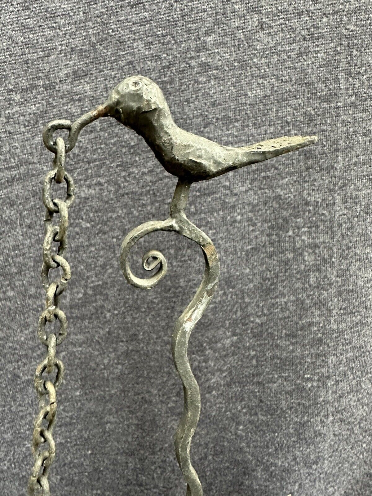 Hand Forged PRIMITIVE 16” High Candle Holder & Snuffer 1700's Style Horse Bird