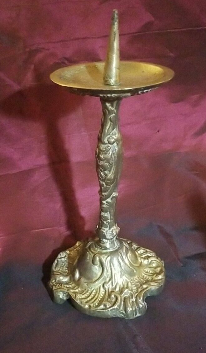 Antique Pricket Candlestick Brass 9" 1700's