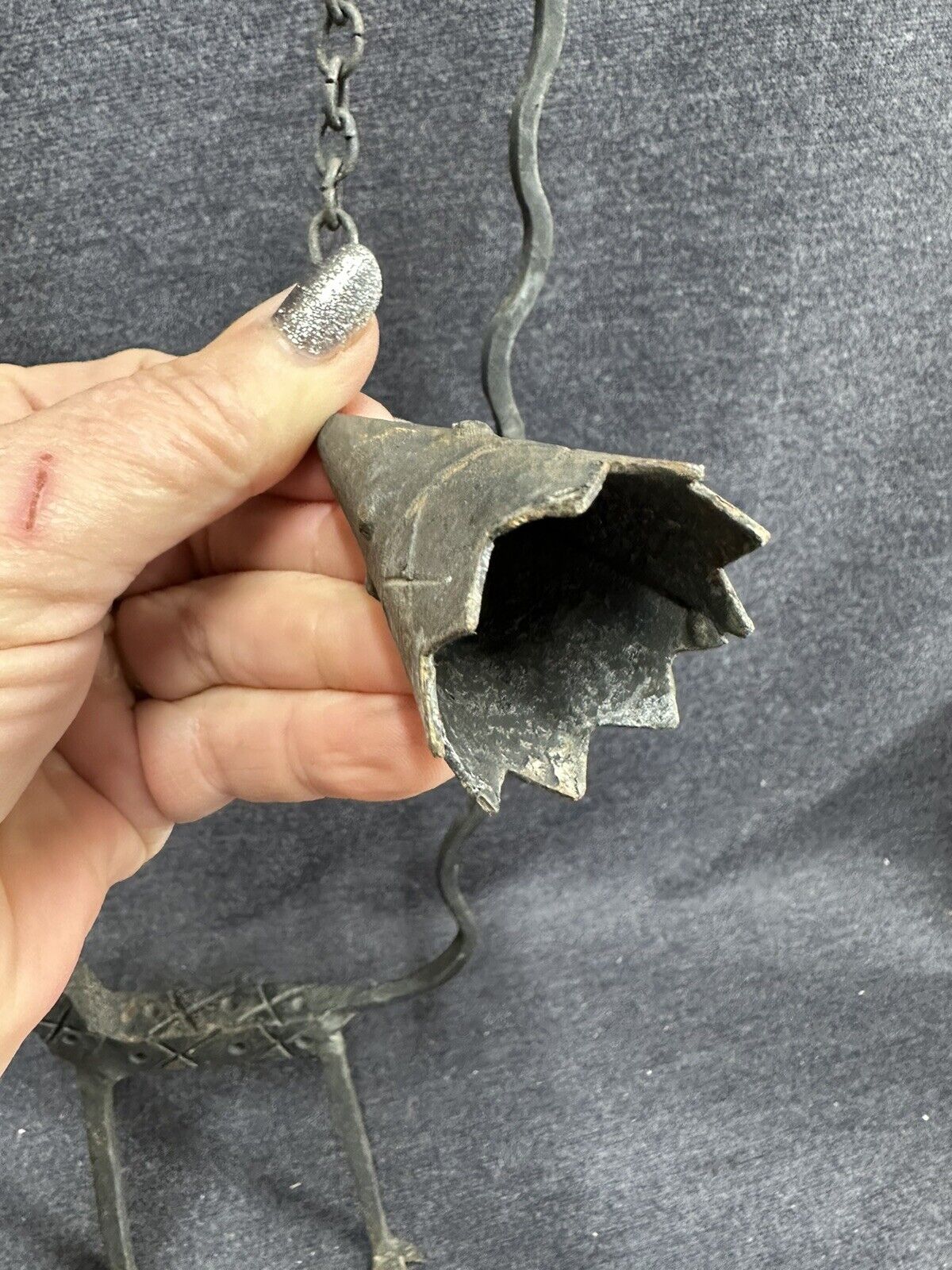 Hand Forged PRIMITIVE 16” High Candle Holder & Snuffer 1700's Style Horse Bird