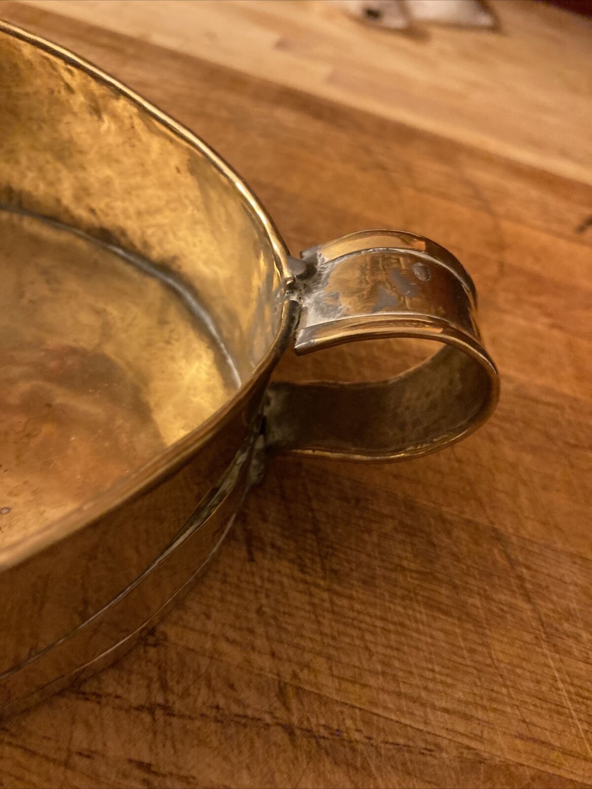 Brass Dutch Chamber Stick Candleholder circa 1700s 8.5”L