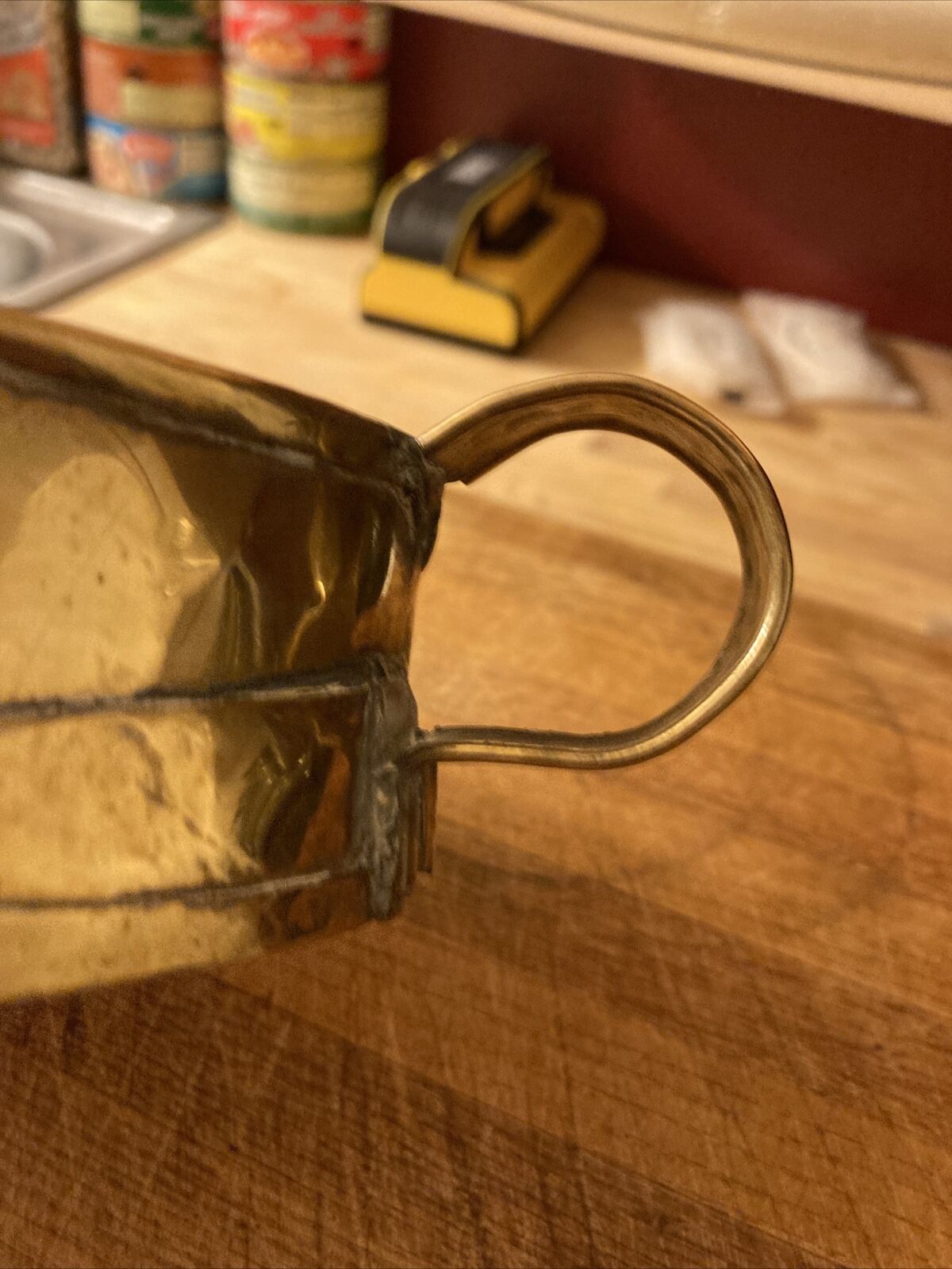 Brass Dutch Chamber Stick Candleholder circa 1700s 8.5”L