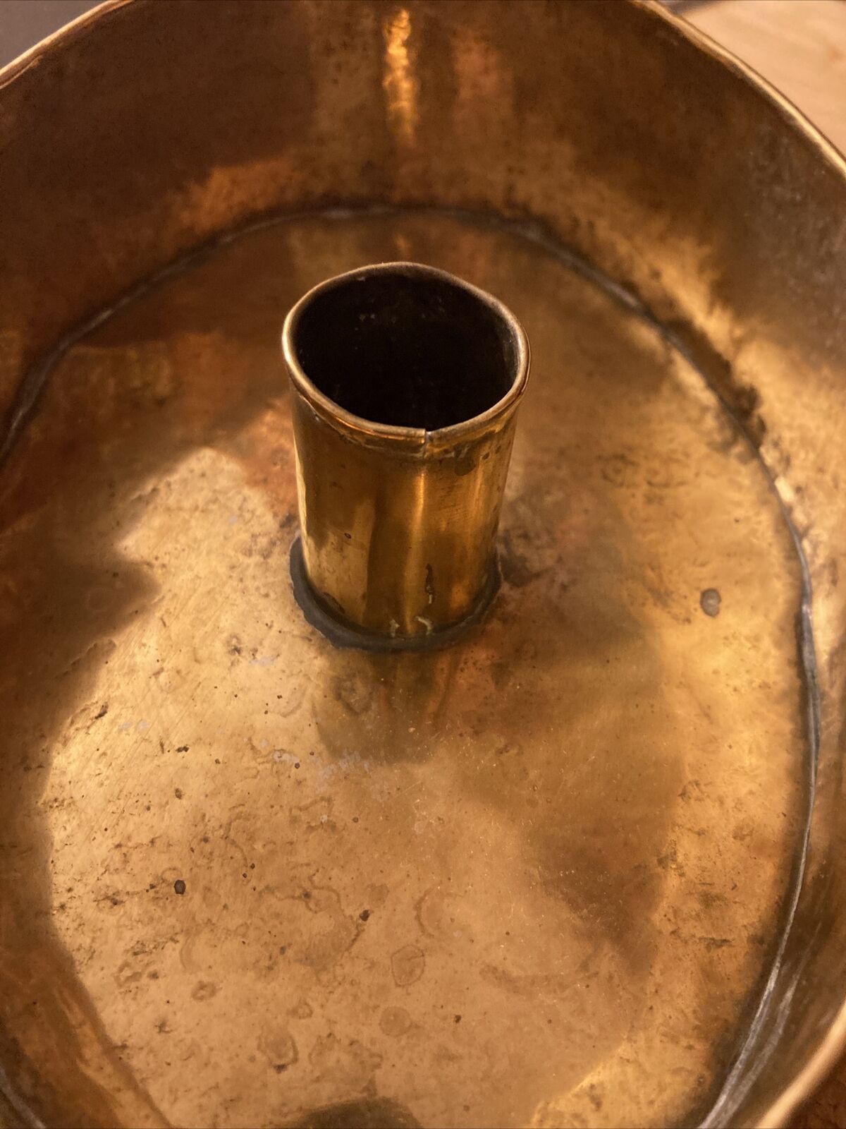 Brass Dutch Chamber Stick Candleholder circa 1700s 8.5”L