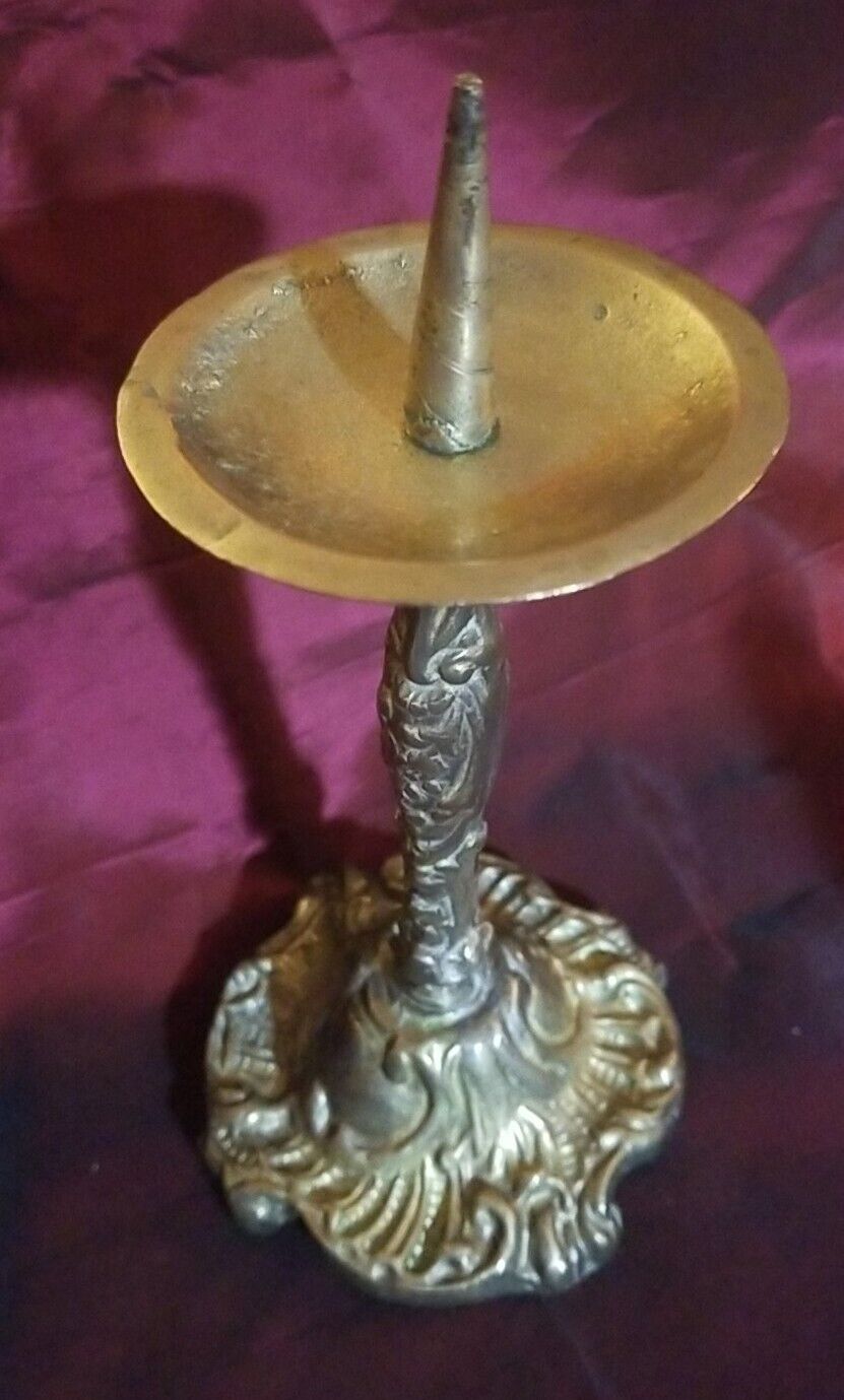 Antique Pricket Candlestick Brass 9" 1700's