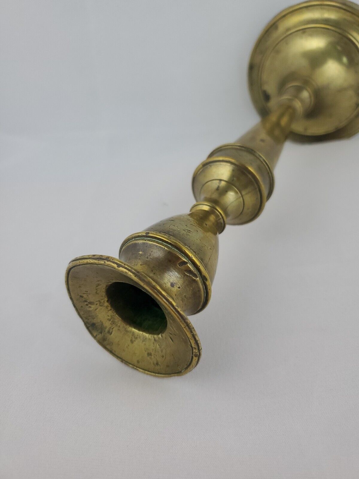 Antique 10+"  Brass Push Up Candlestick 1700's
