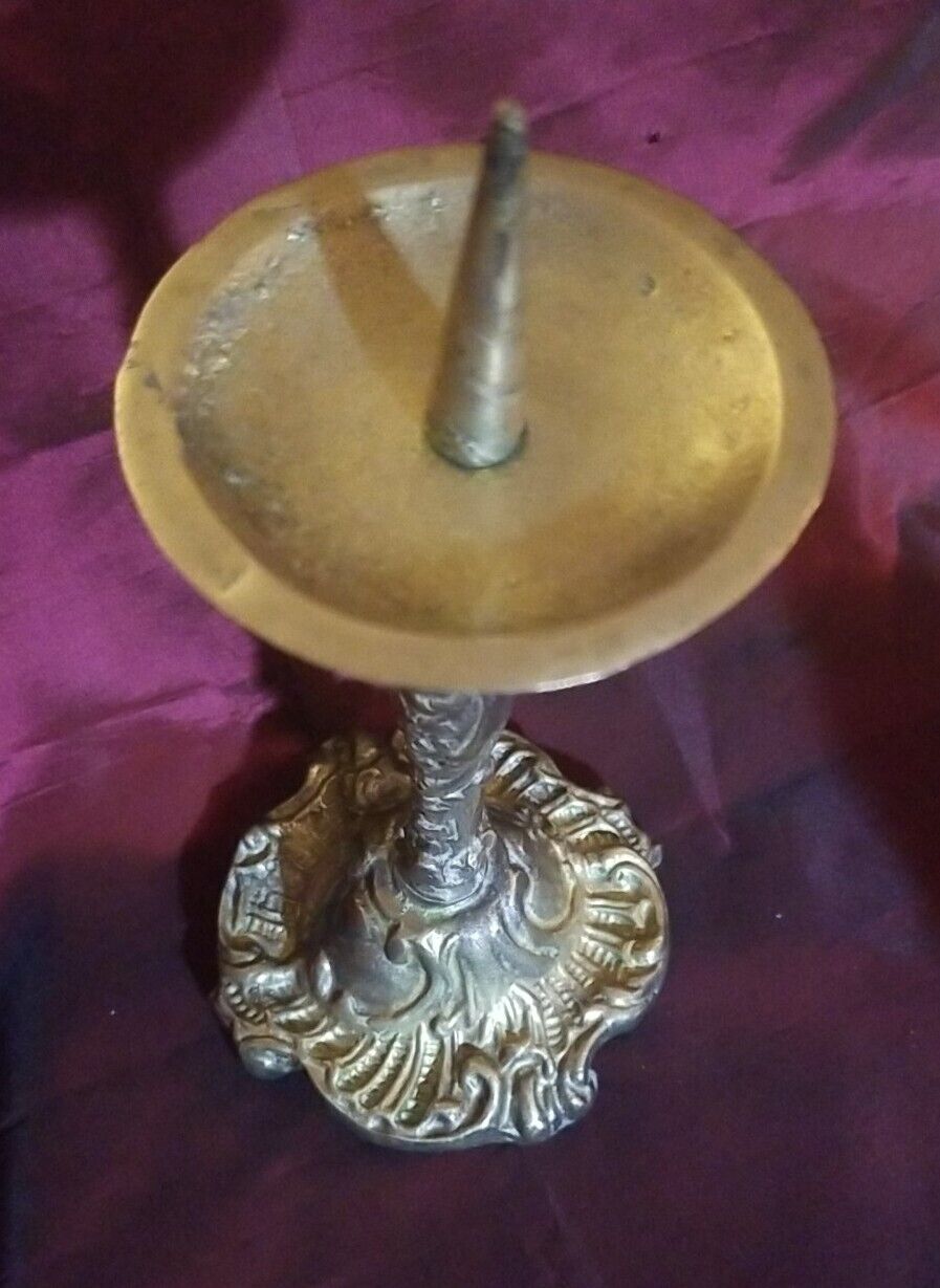 Antique Pricket Candlestick Brass 9" 1700's