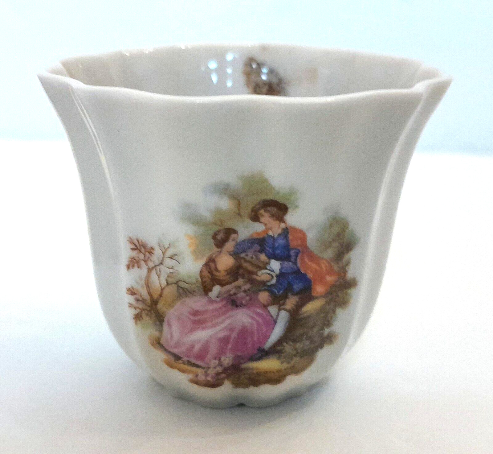 Limoges Porcelain Orange Candle Votive Cups (set of 3)  Design is 1700's Couple