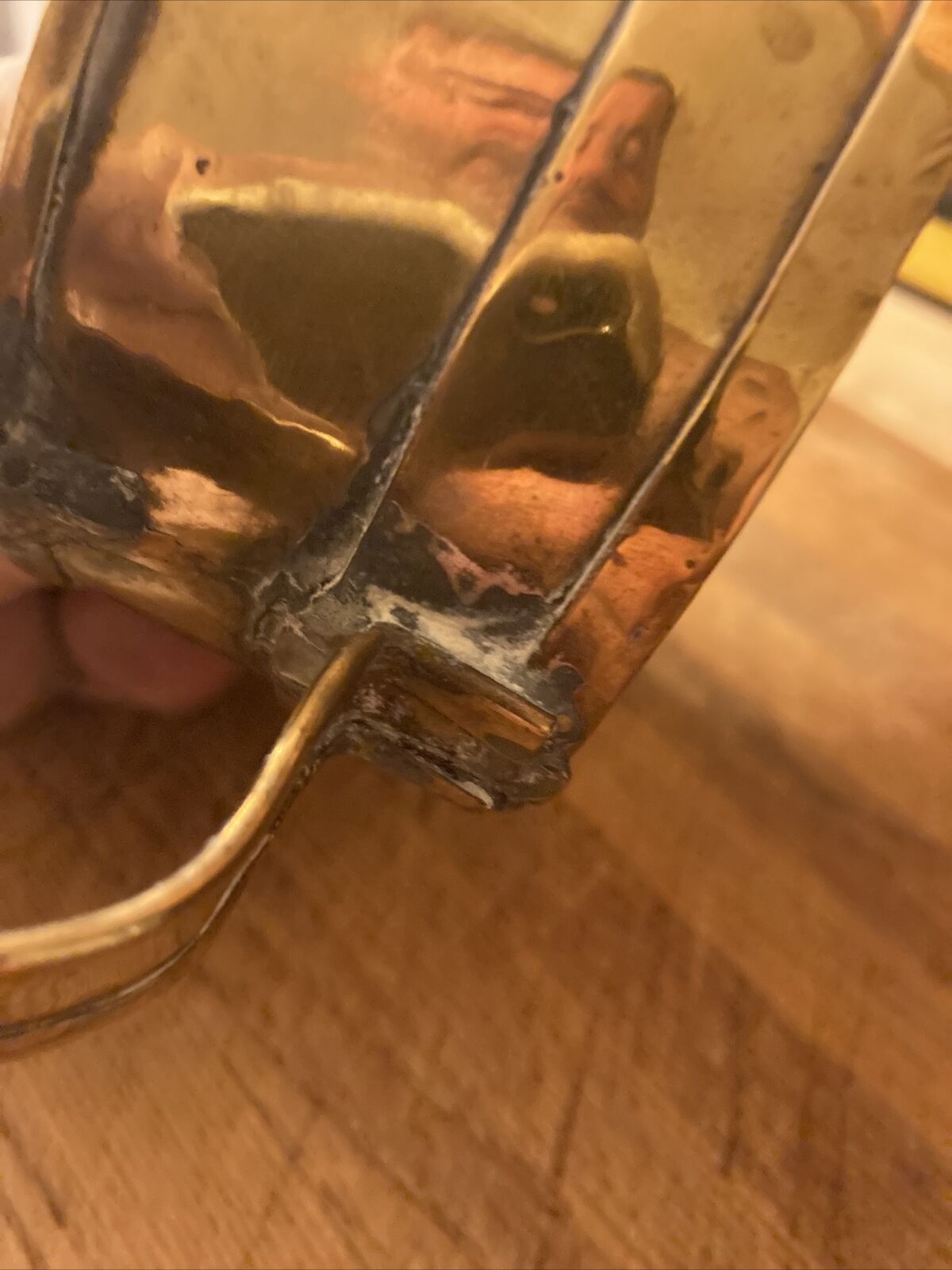 Brass Dutch Chamber Stick Candleholder circa 1700s 8.5”L