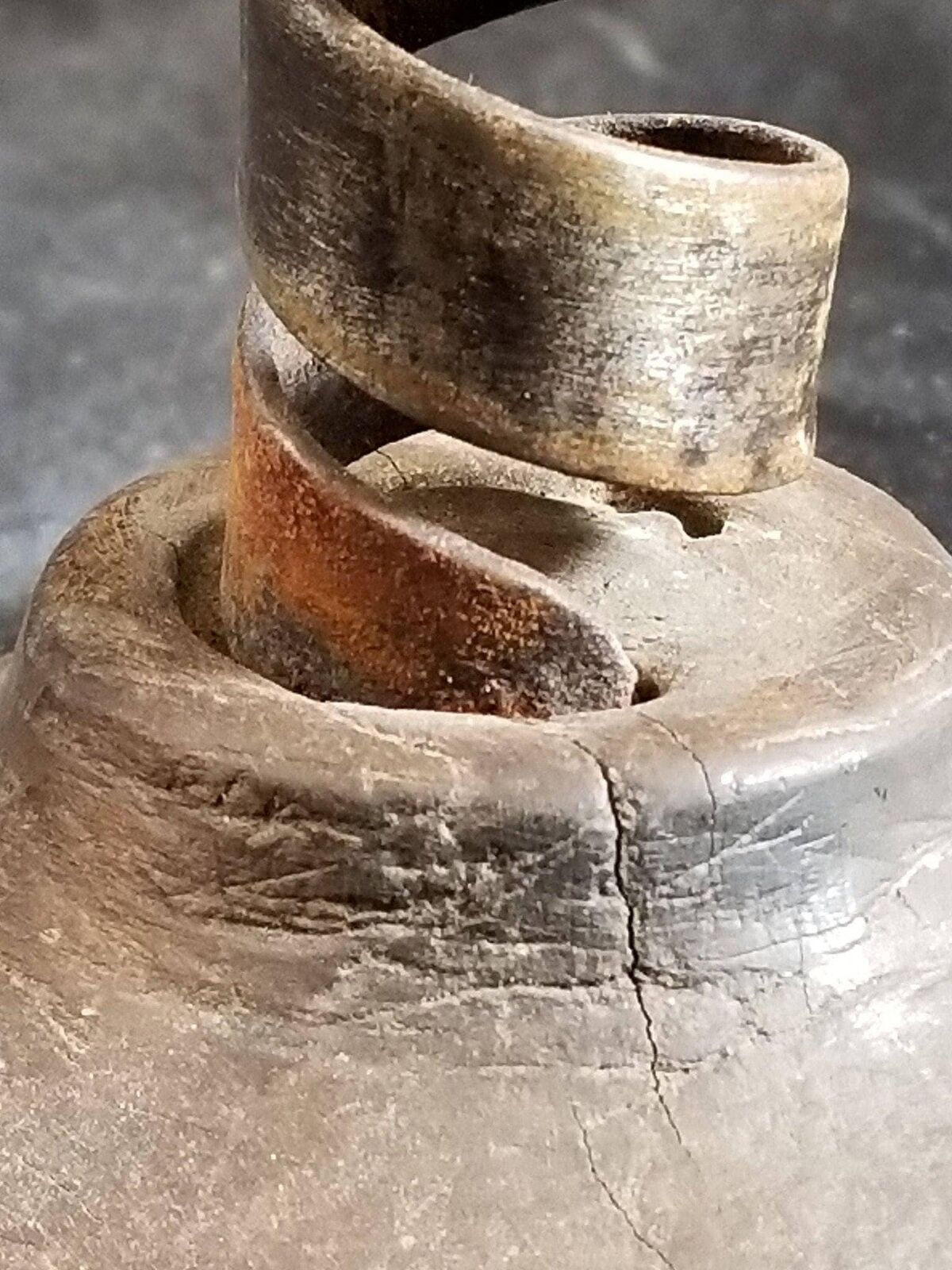 18th Century Spiraled Iron Candlestick with Impressed Makers Mark