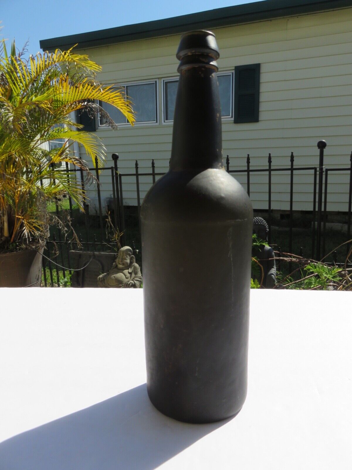 1800’s Dark Olive Green, 3 Seam, Applied Lip, 1.5” deep Bottom, 11” Bottle