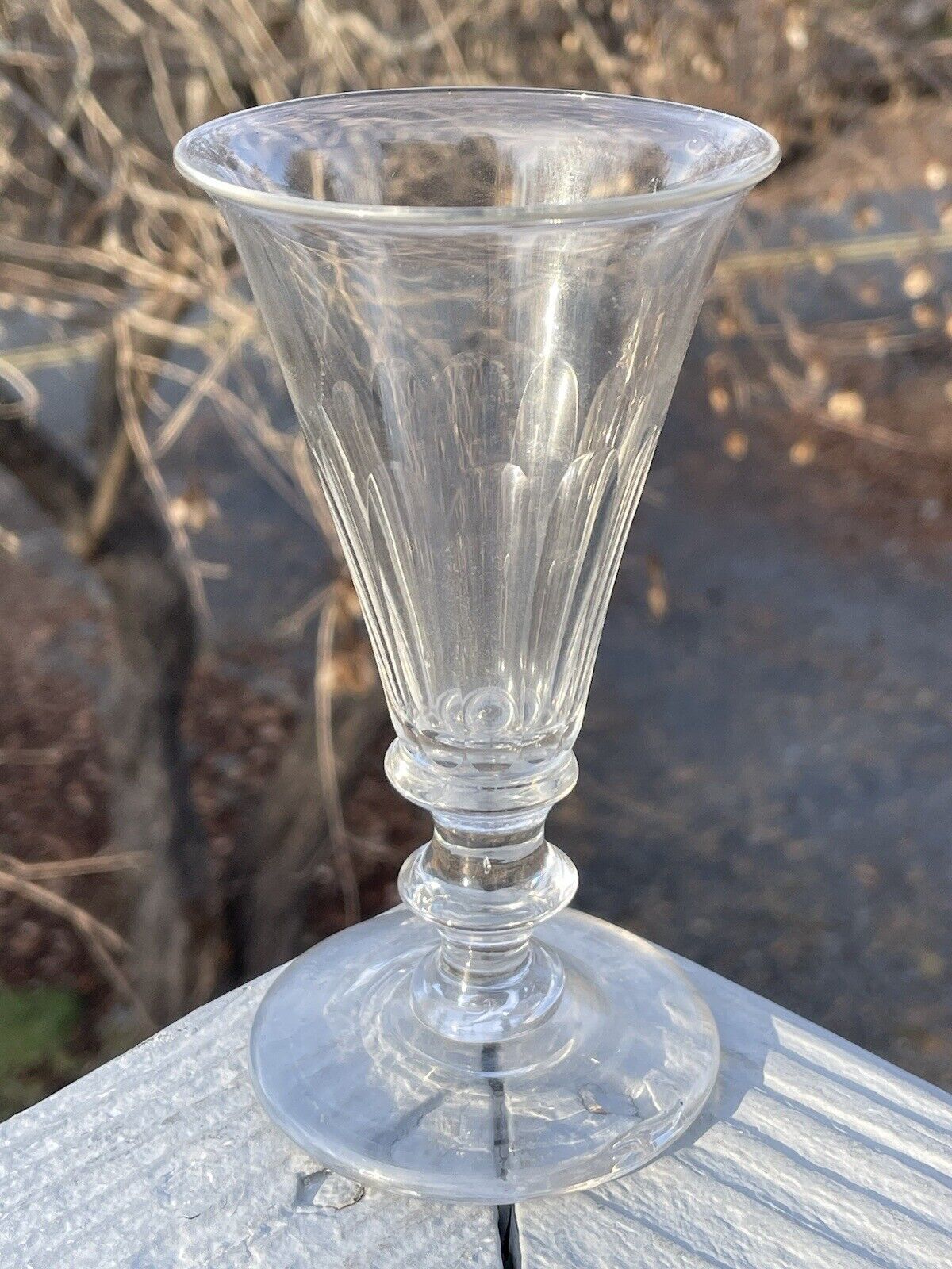 5" Antique 19th C. Georgian Jacobite Paneled Drinking Glass Stemware Jelly