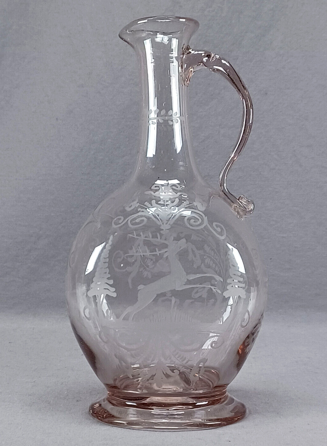 German Engraved Leaping Stag & Monogram IHS Large Claret Jug Ewer Circa 1765