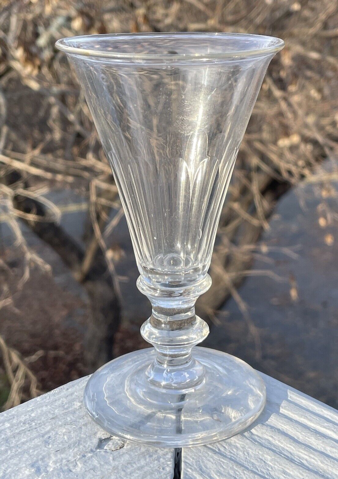 5" Antique 19th C. Georgian Jacobite Paneled Drinking Glass Stemware Jelly