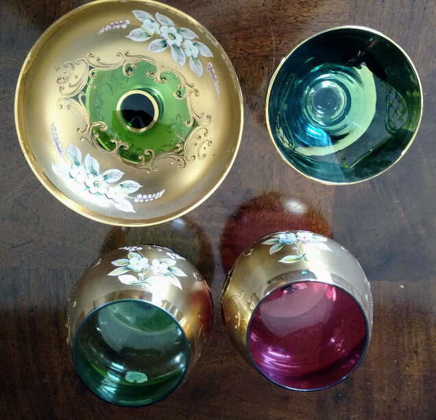 MOSER Early 1900's Glassware Objects 4, 1 Compote, 1 Sherry Cordial, 2 Brandy's!