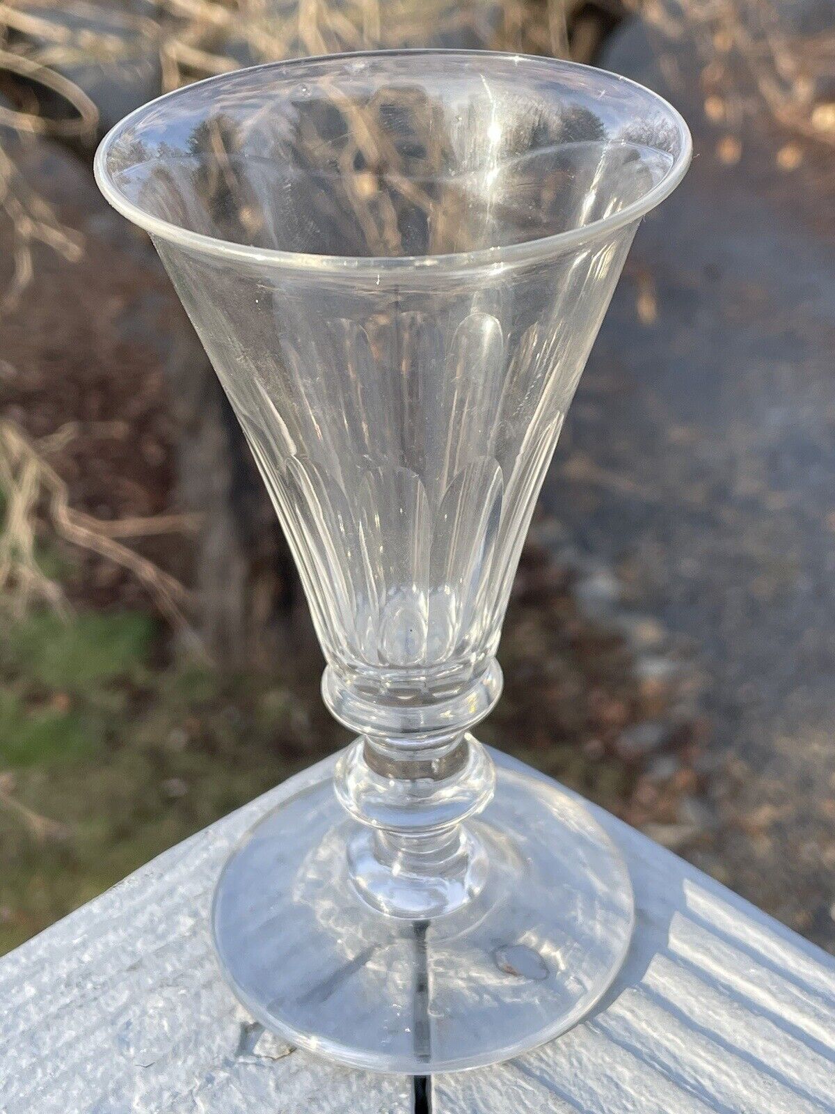5" Antique 19th C. Georgian Jacobite Paneled Drinking Glass Stemware Jelly