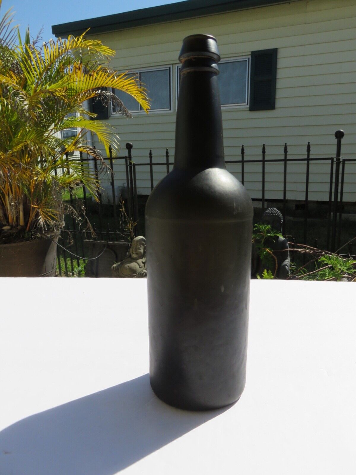 1800’s Dark Olive Green, 3 Seam, Applied Lip, 1.5” deep Bottom, 11” Bottle