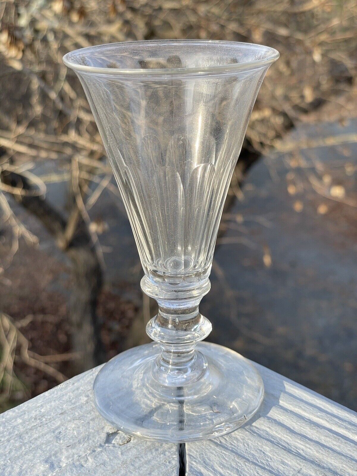 5" Antique 19th C. Georgian Jacobite Paneled Drinking Glass Stemware Jelly