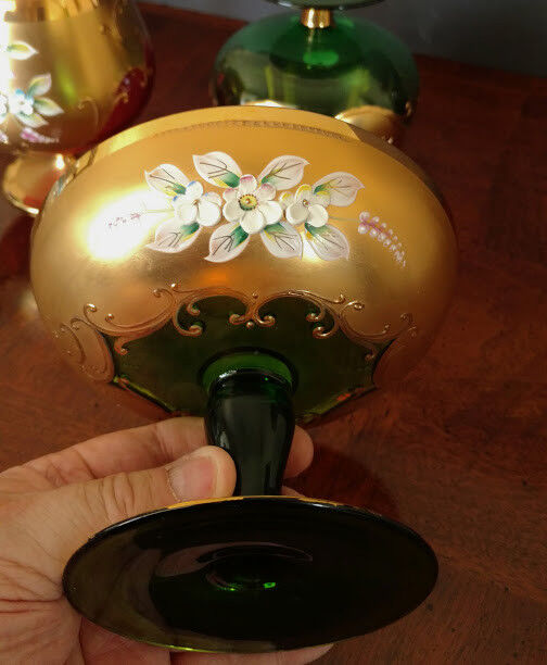 MOSER Early 1900's Glassware Objects 4, 1 Compote, 1 Sherry Cordial, 2 Brandy's!