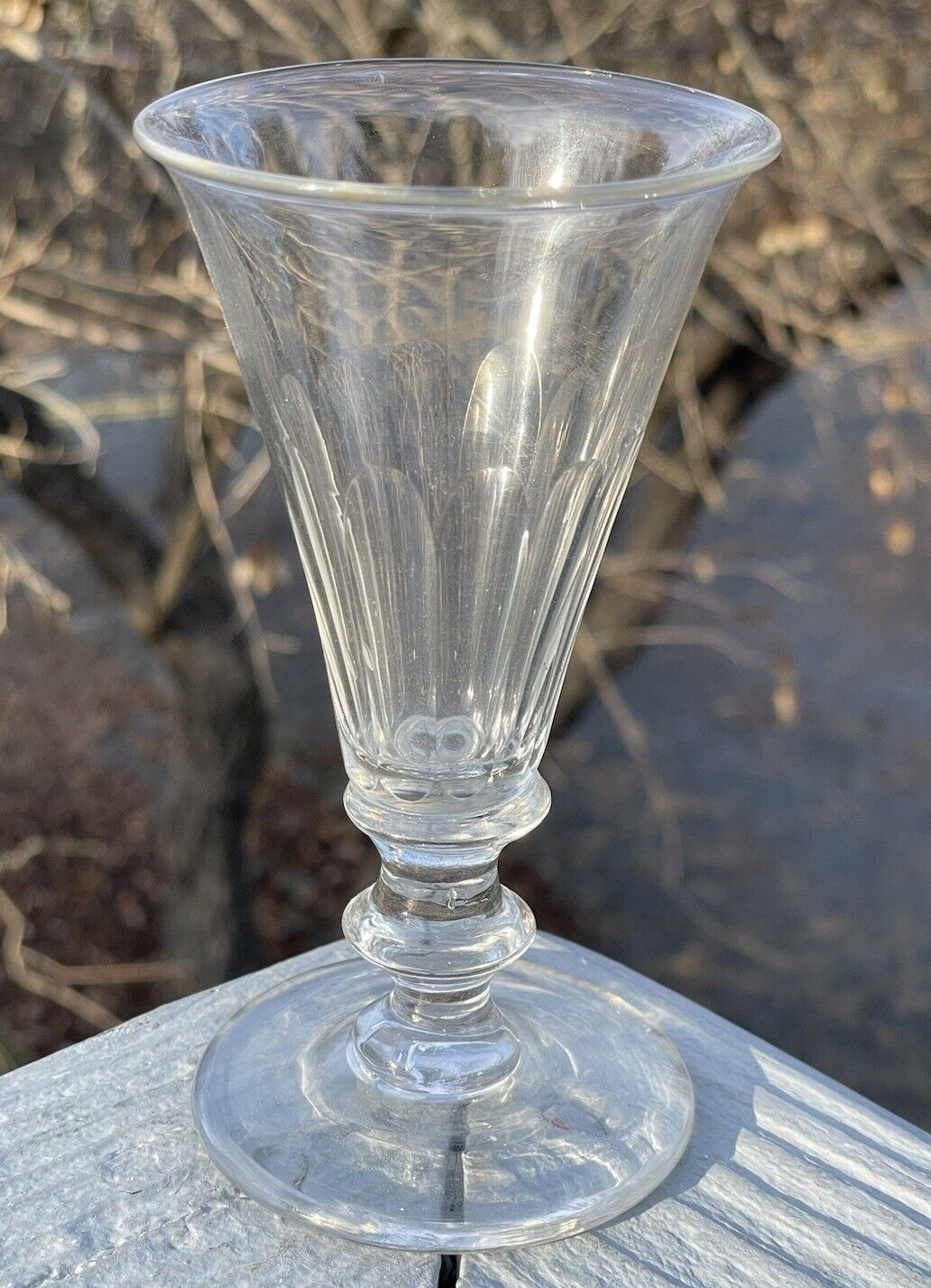 5" Antique 19th C. Georgian Jacobite Paneled Drinking Glass Stemware Jelly