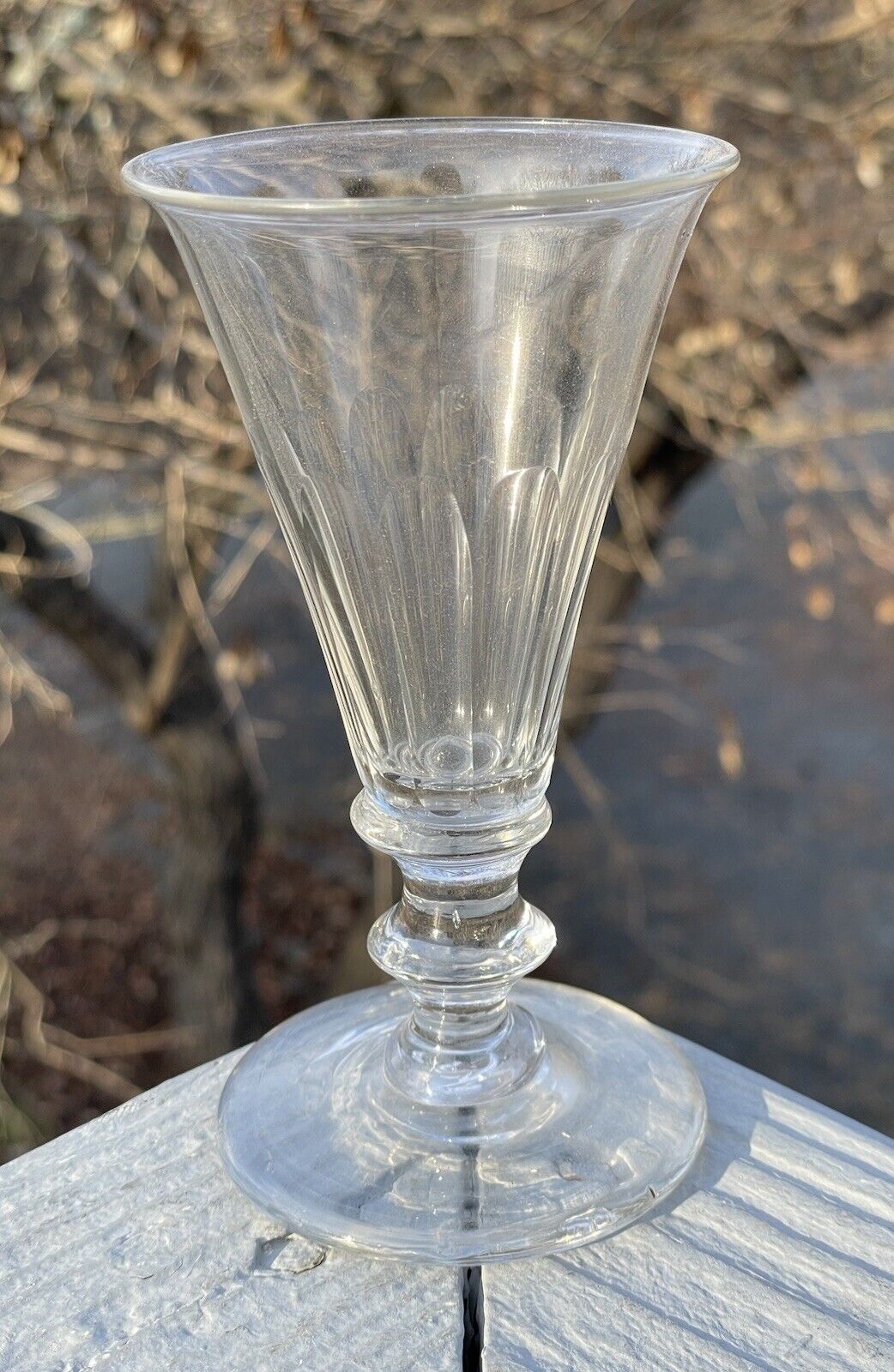 5" Antique 19th C. Georgian Jacobite Paneled Drinking Glass Stemware Jelly