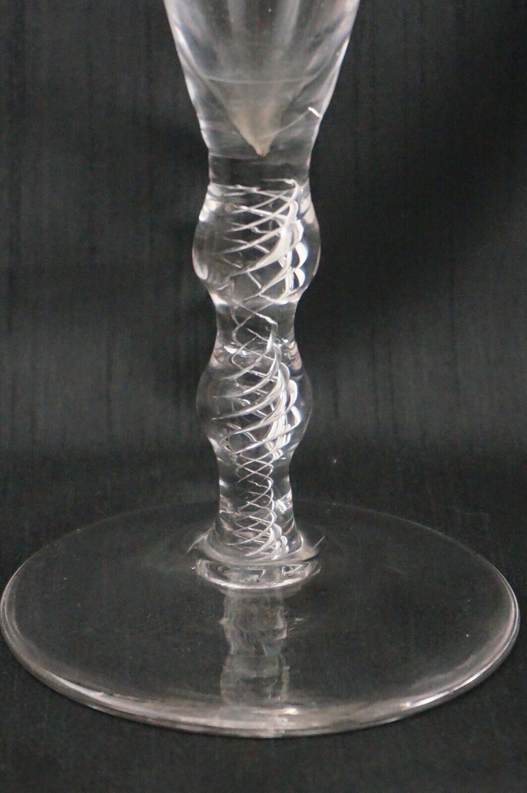 Georgian AIR TWIST STEM WINE GLASSES - Beautifully Engraved - Set of 2 - 7 1/2"