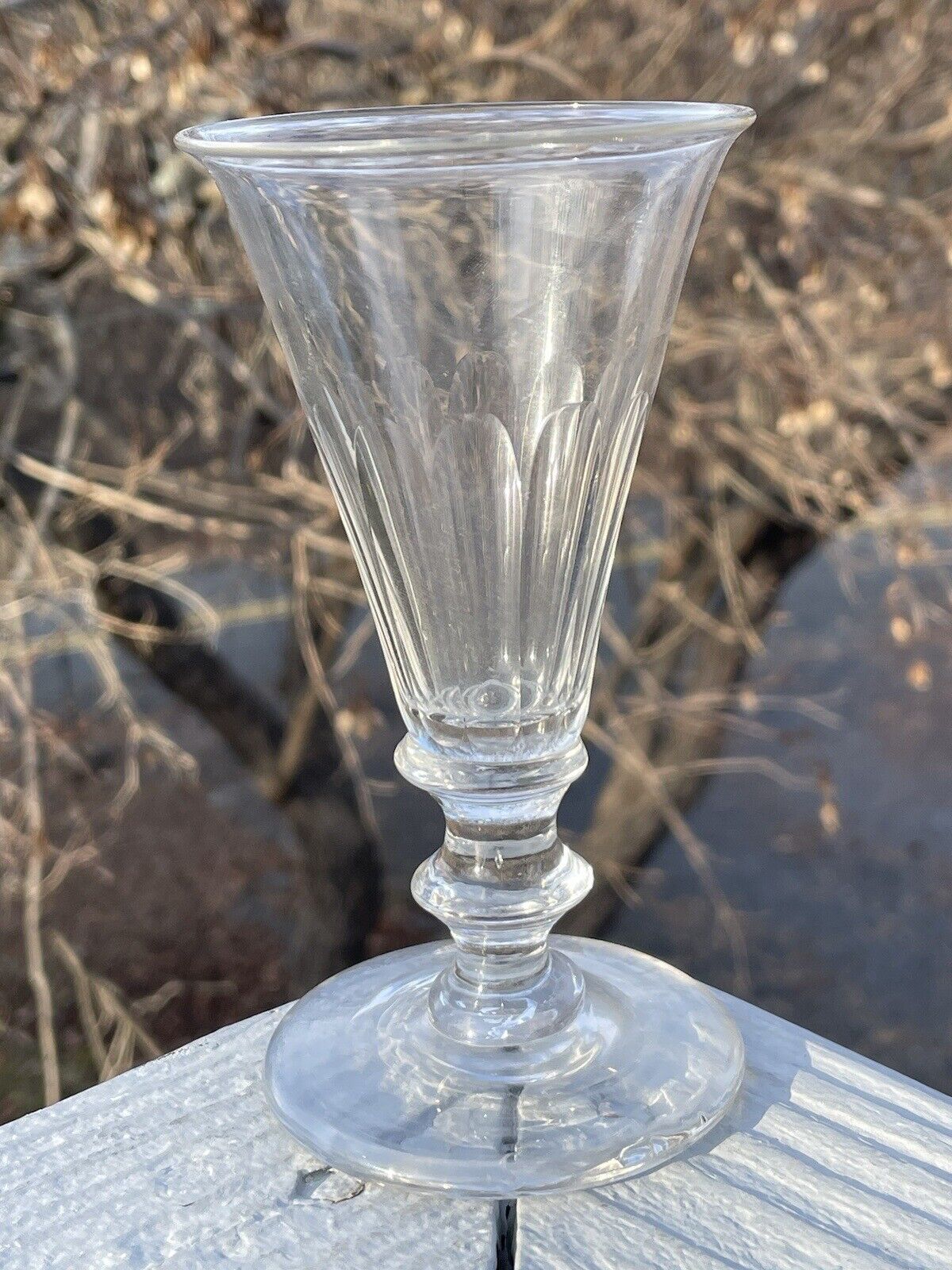 5" Antique 19th C. Georgian Jacobite Paneled Drinking Glass Stemware Jelly