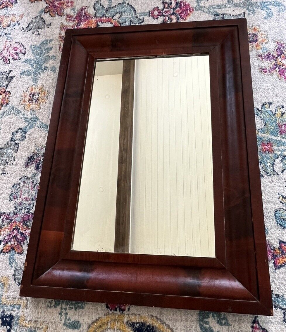 Late 1800s Flame Mahogany Vanity Wall Mirror