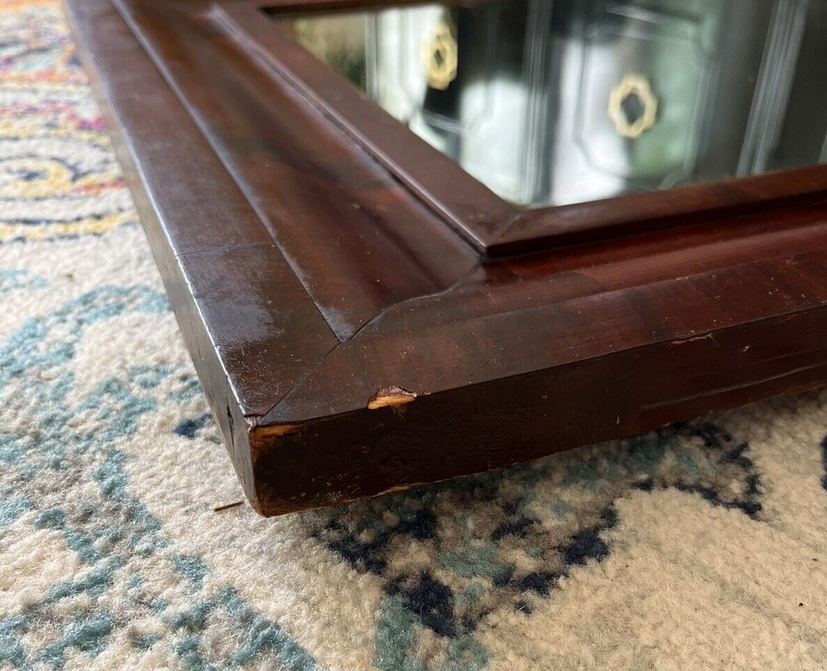 Late 1800s Flame Mahogany Vanity Wall Mirror