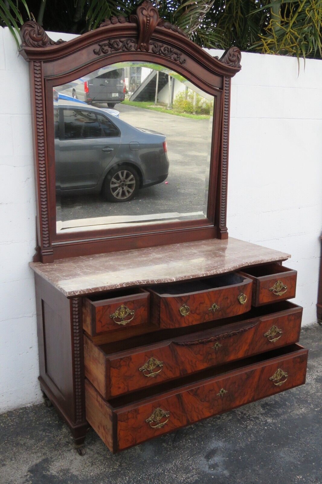 Victorian Late 1800s Marble Top Dresser Washstand Bathroom Vanity Cabinet 2989