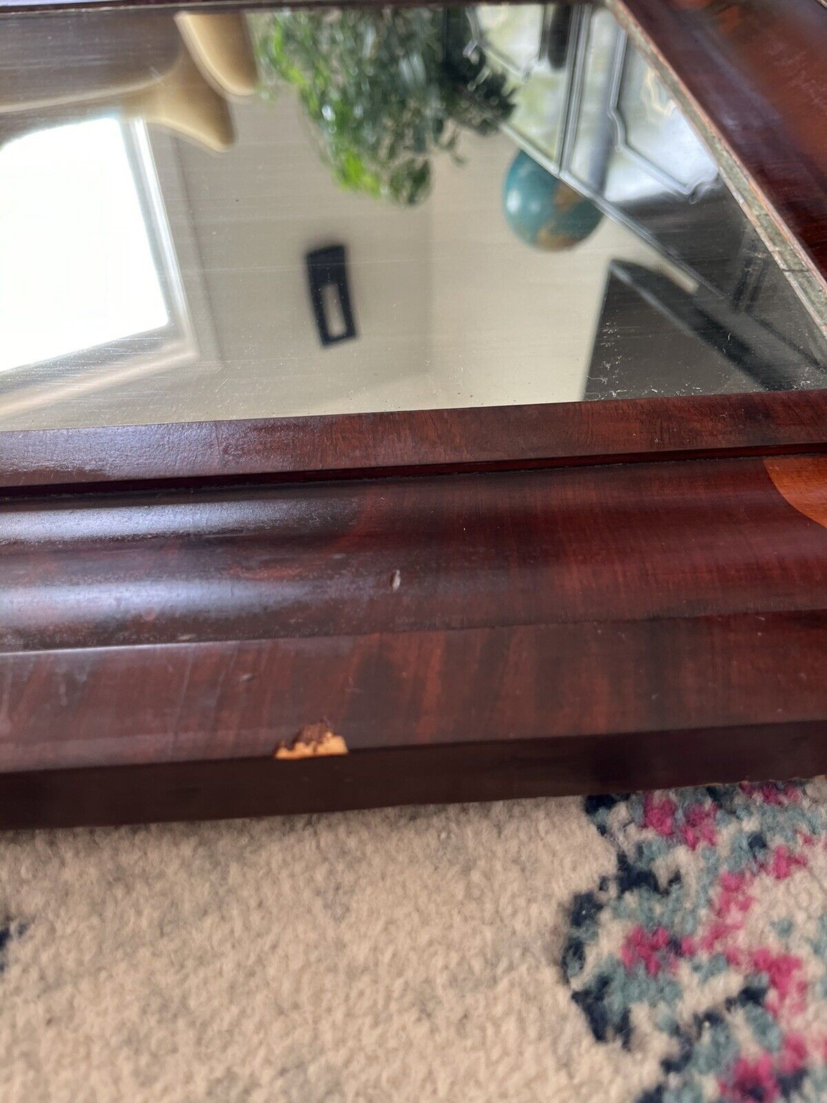 Late 1800s Flame Mahogany Vanity Wall Mirror