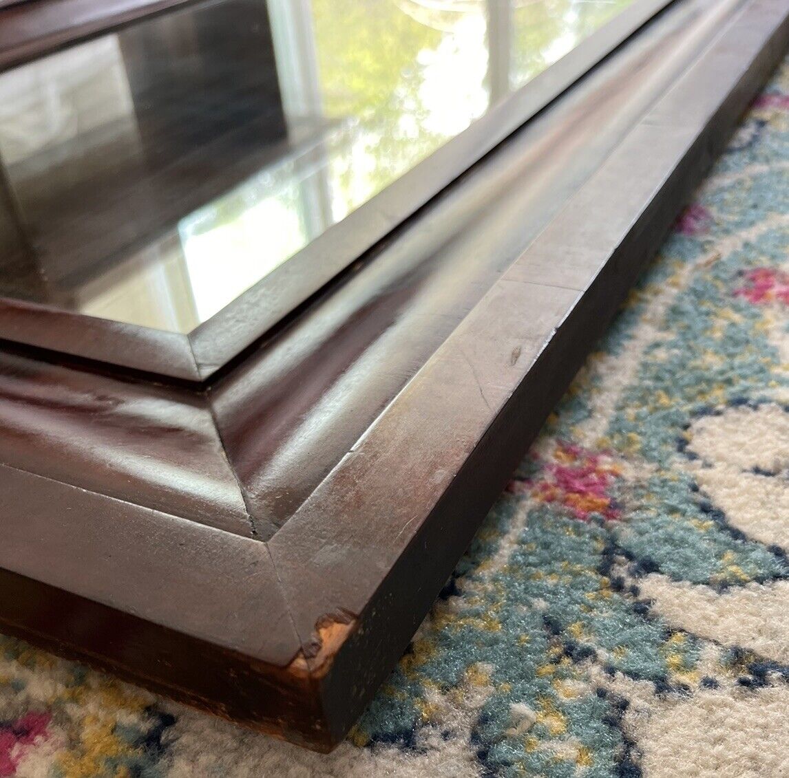 Late 1800s Flame Mahogany Vanity Wall Mirror