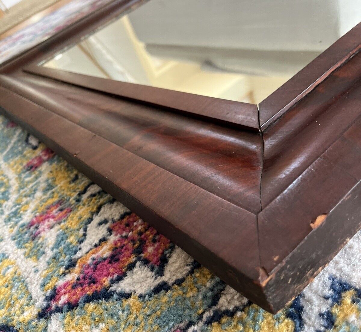 Late 1800s Flame Mahogany Vanity Wall Mirror