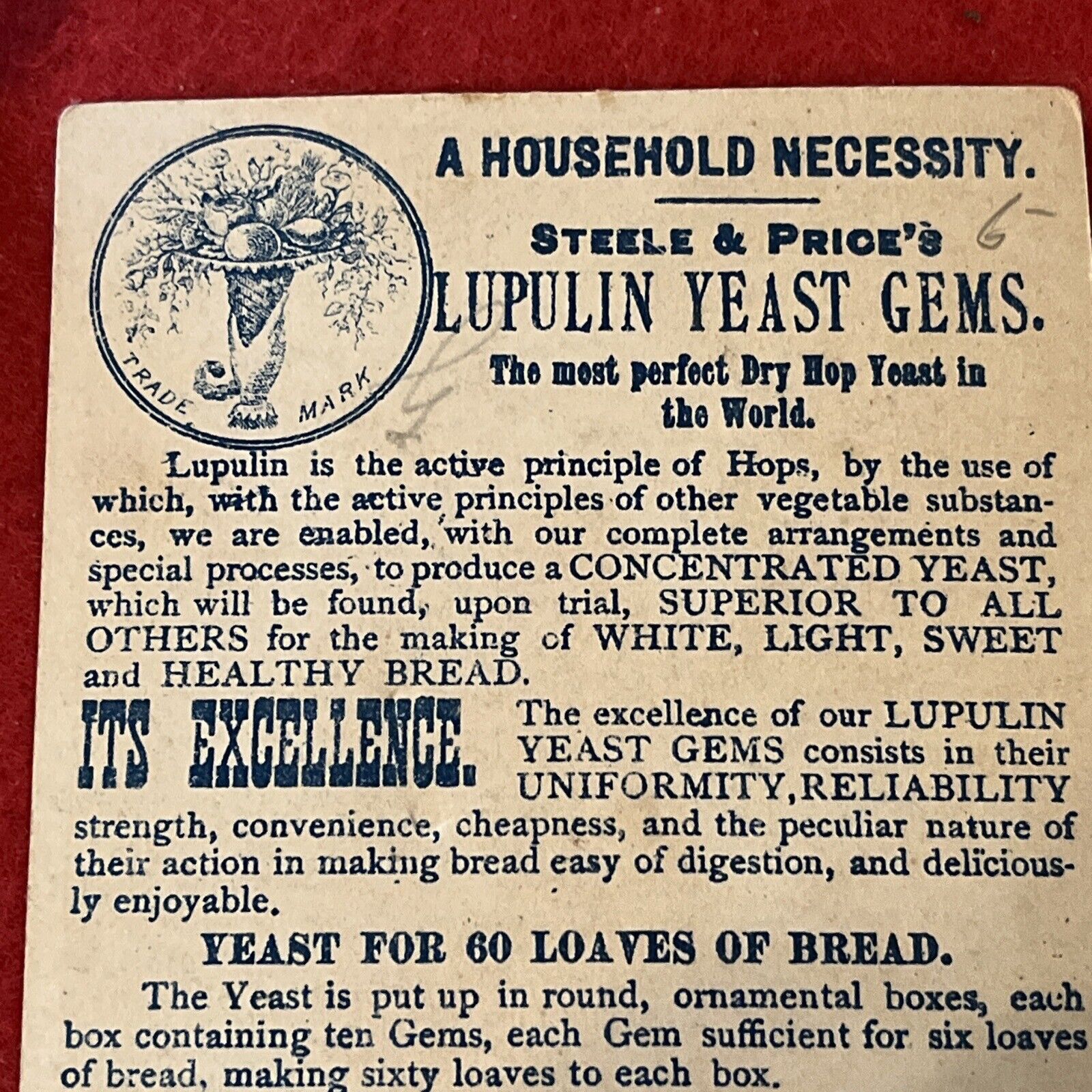 1800s Era STEELE & PRICE PERFUMERS Victorian Era Trade Card “Toilet Water” G Con