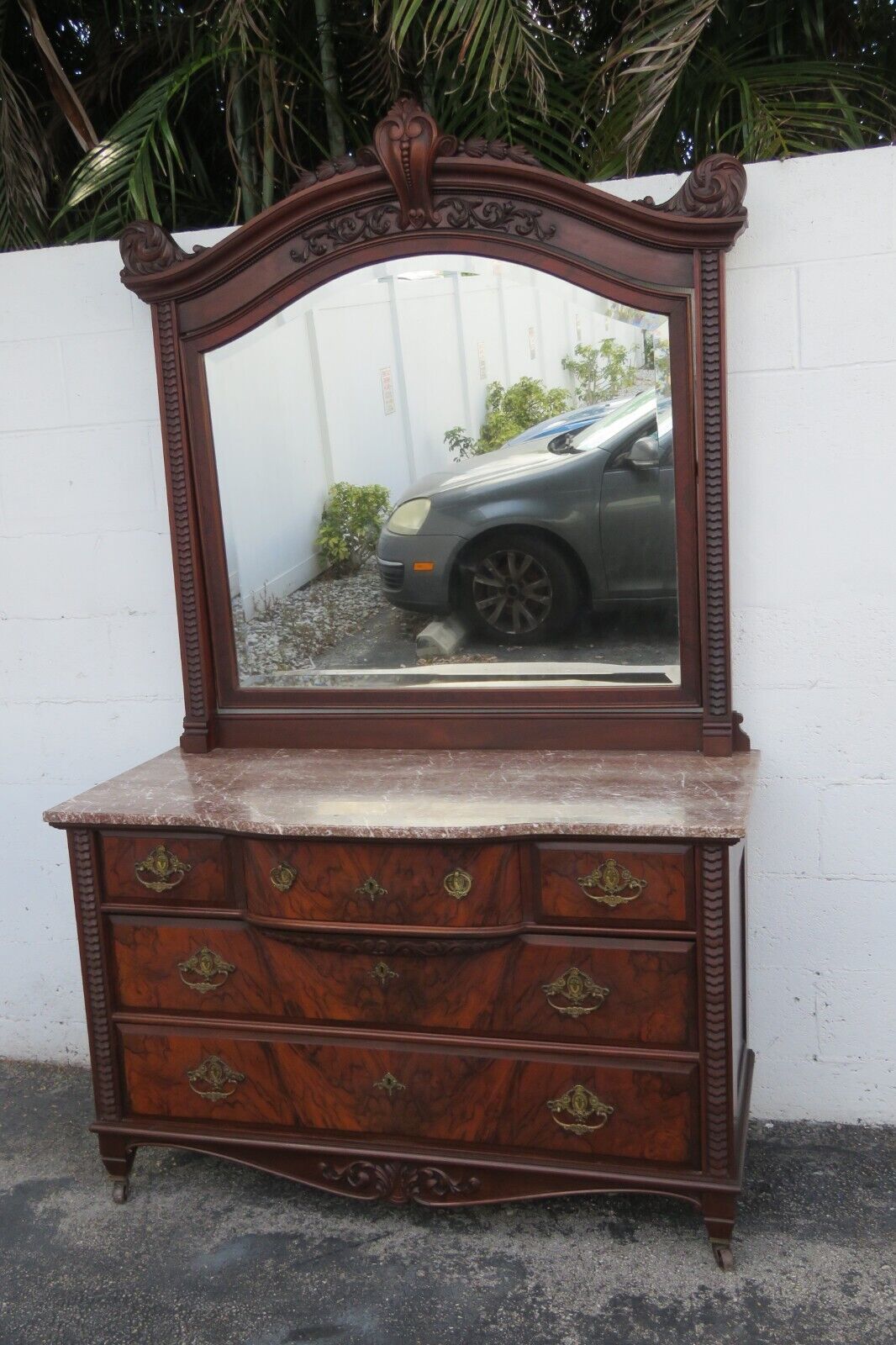 Victorian Late 1800s Marble Top Dresser Washstand Bathroom Vanity Cabinet 2989