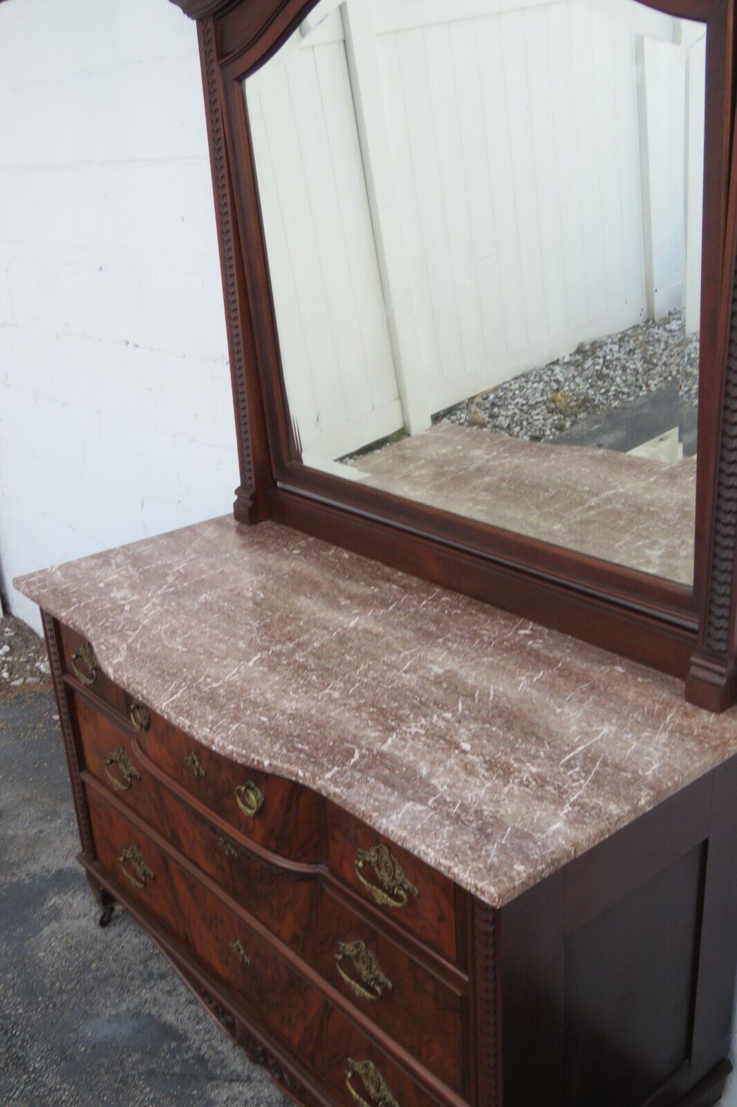 Victorian Late 1800s Marble Top Dresser Washstand Bathroom Vanity Cabinet 2989