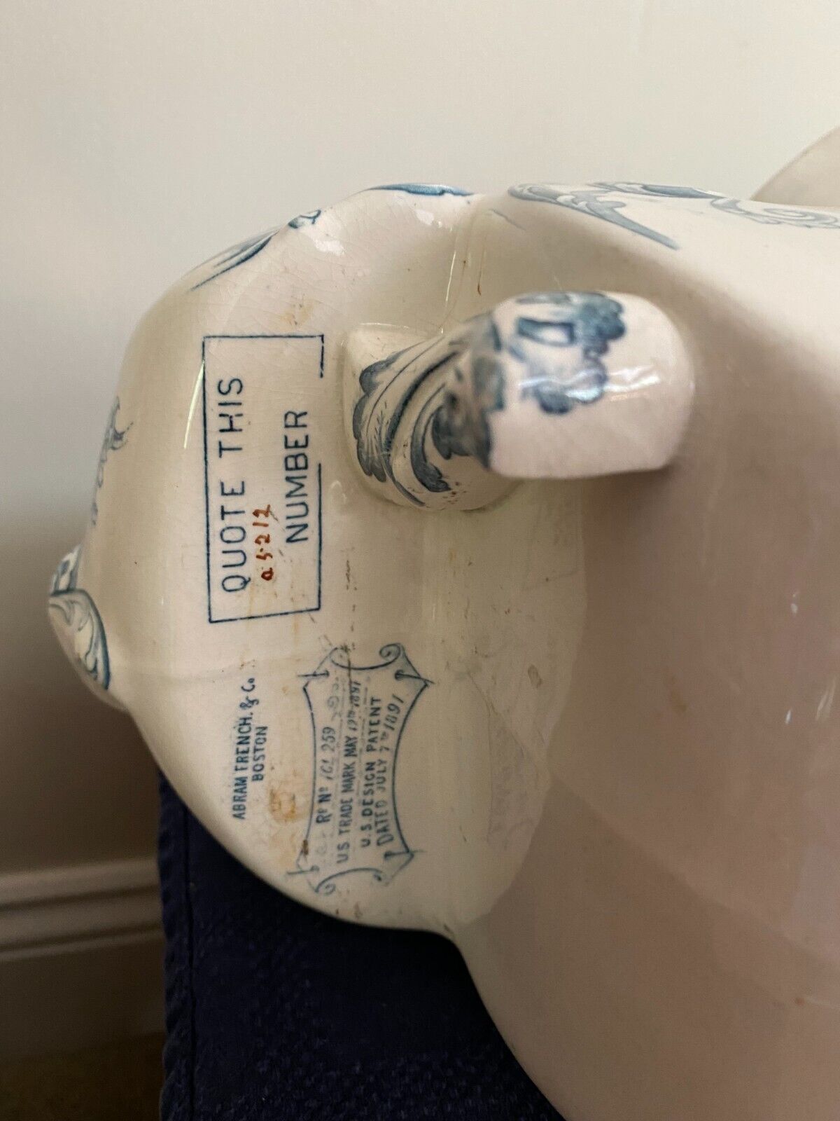 DOULTON BURSLEM 2 Piece English Pottery ROYLES PATENT TOILET AQUARIUS RARE 1800s