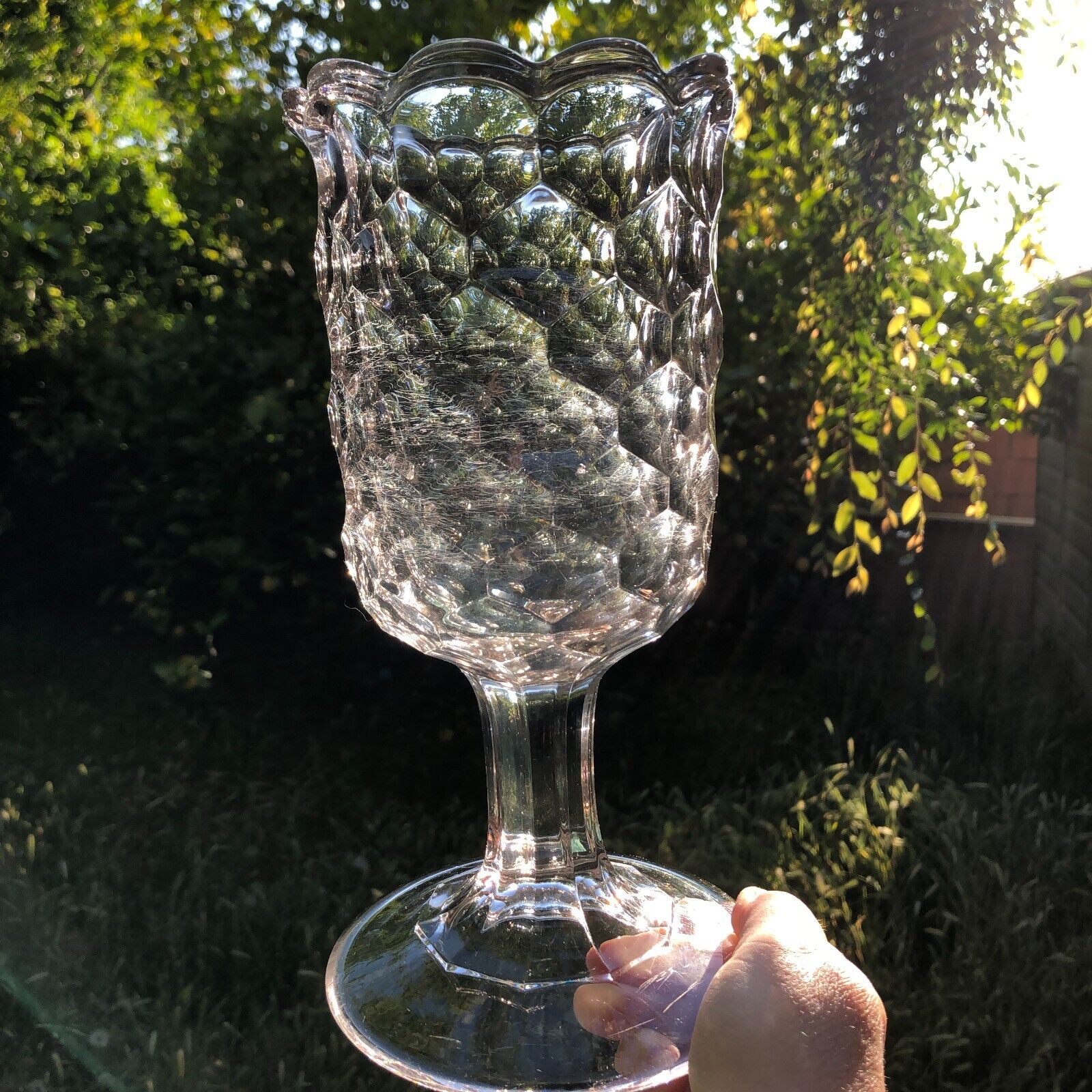 Late 1800's EAPG Honeycomb 10" Celery Vase