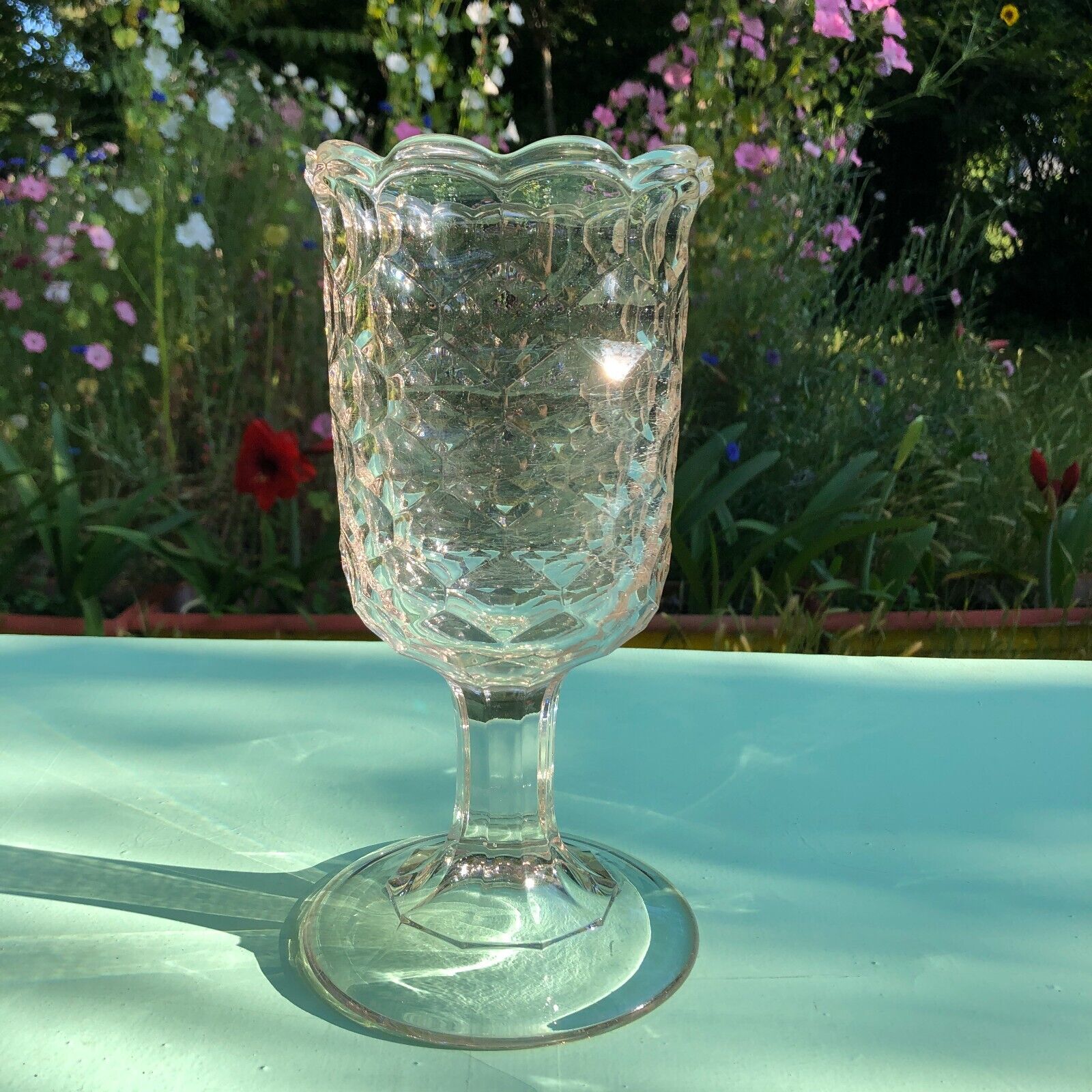 Late 1800's EAPG Honeycomb 10" Celery Vase
