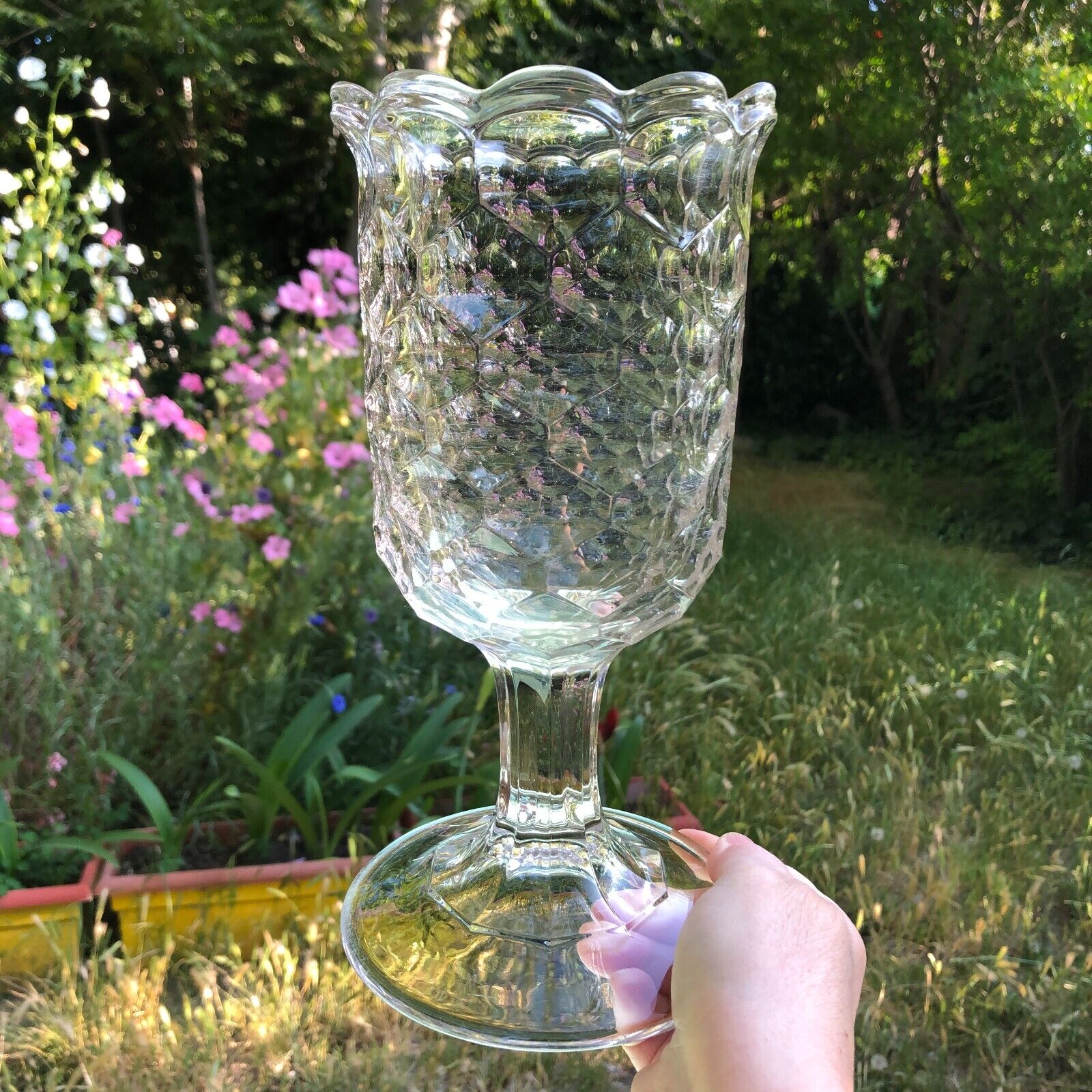 Late 1800's EAPG Honeycomb 10" Celery Vase