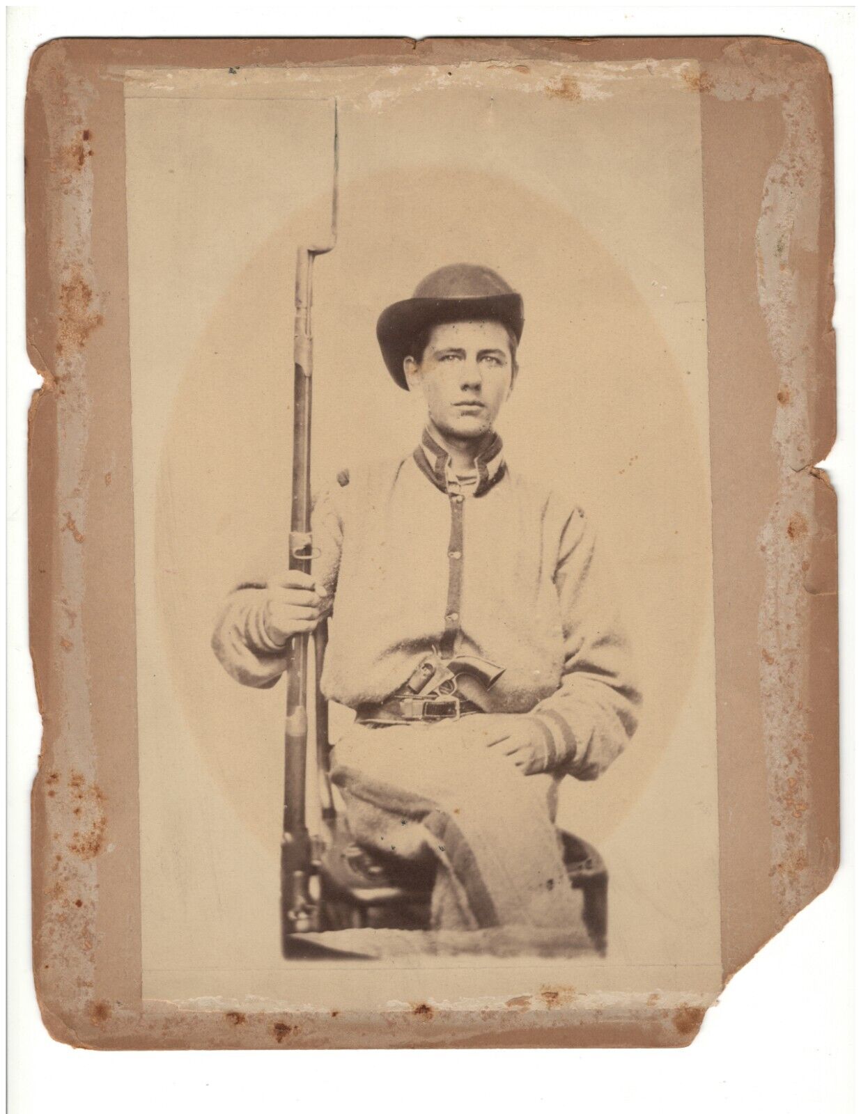 Antique Civil War Soldier Cabinet Card Photo: 5.75"x9.25