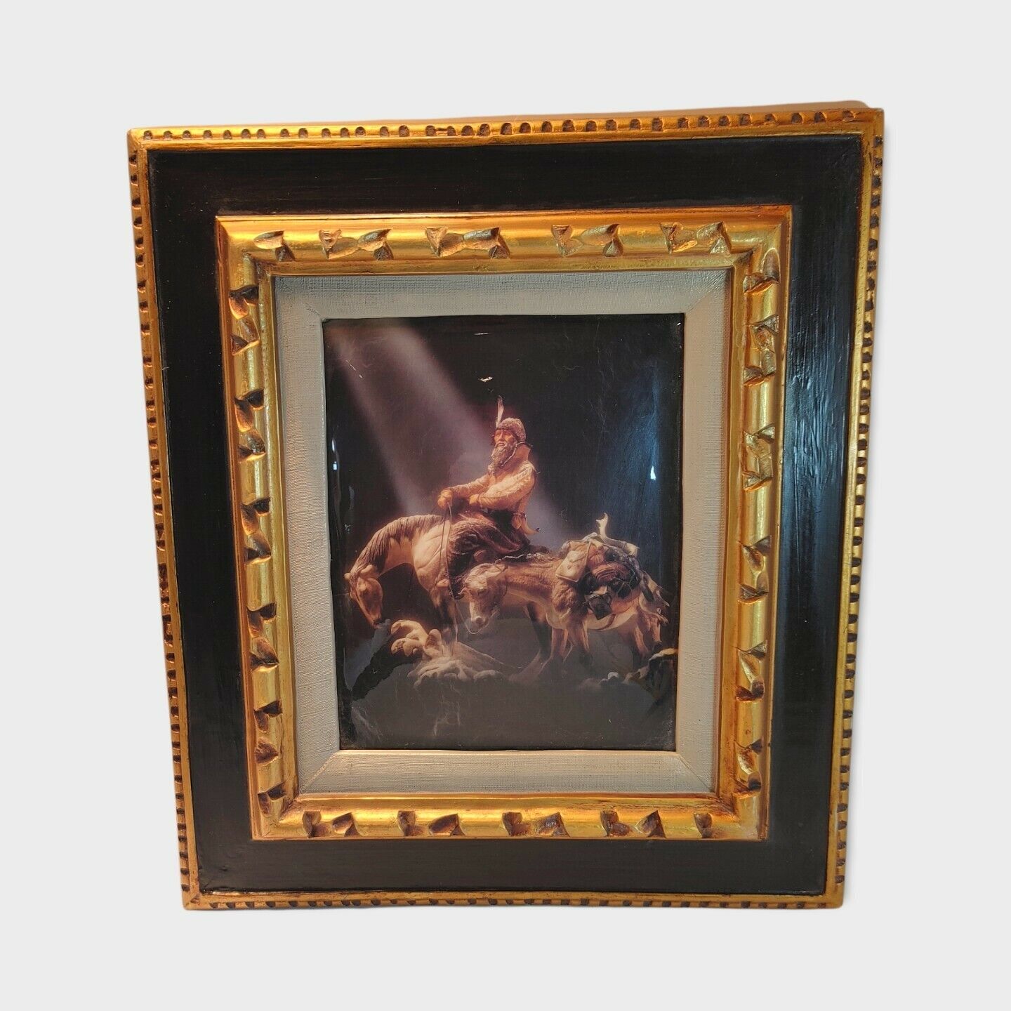 Antique Native American Portrait Painting Fur Trader Nomad