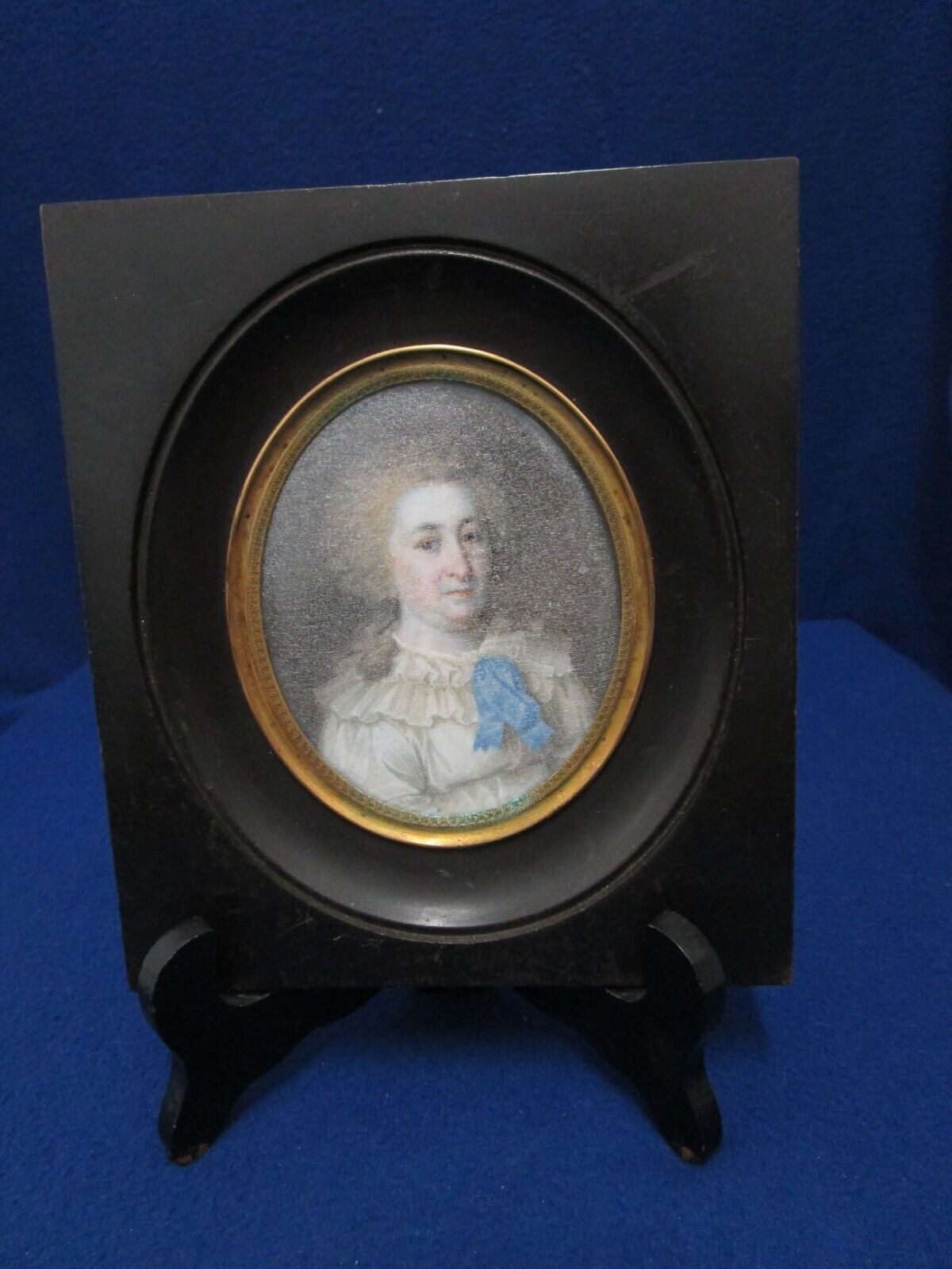 1700's German Watercolor Miniature Woman's Portrait from Antiques