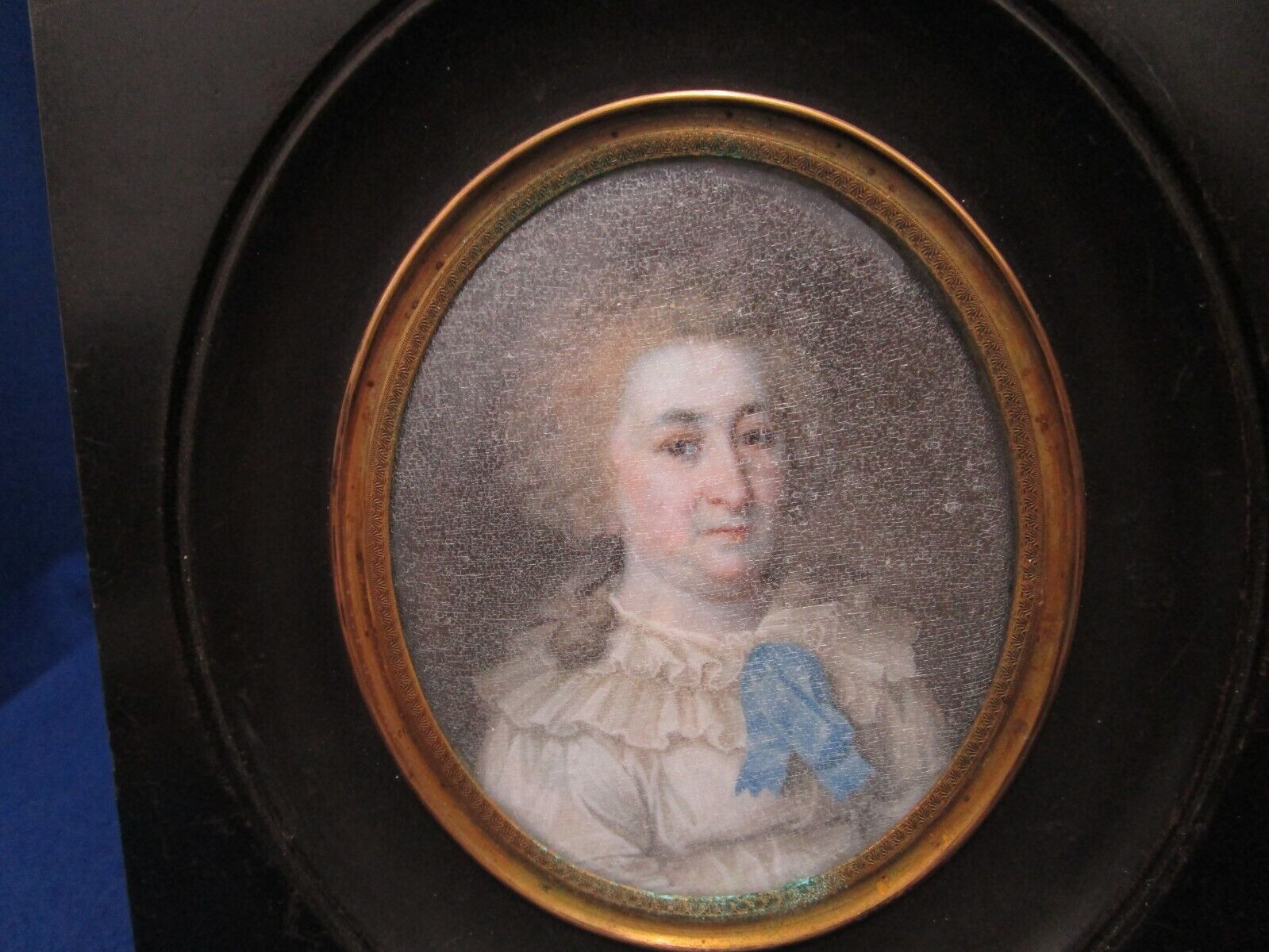 1700's German Watercolor Miniature Woman's Portrait from Antiques
