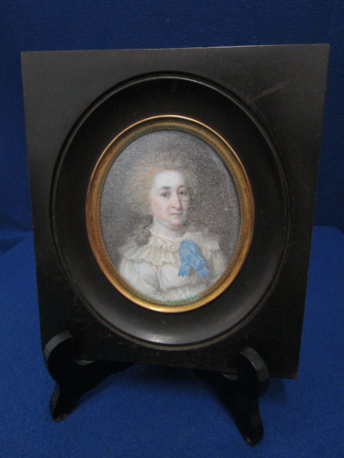 1700's German Watercolor Miniature Woman's Portrait from Antiques